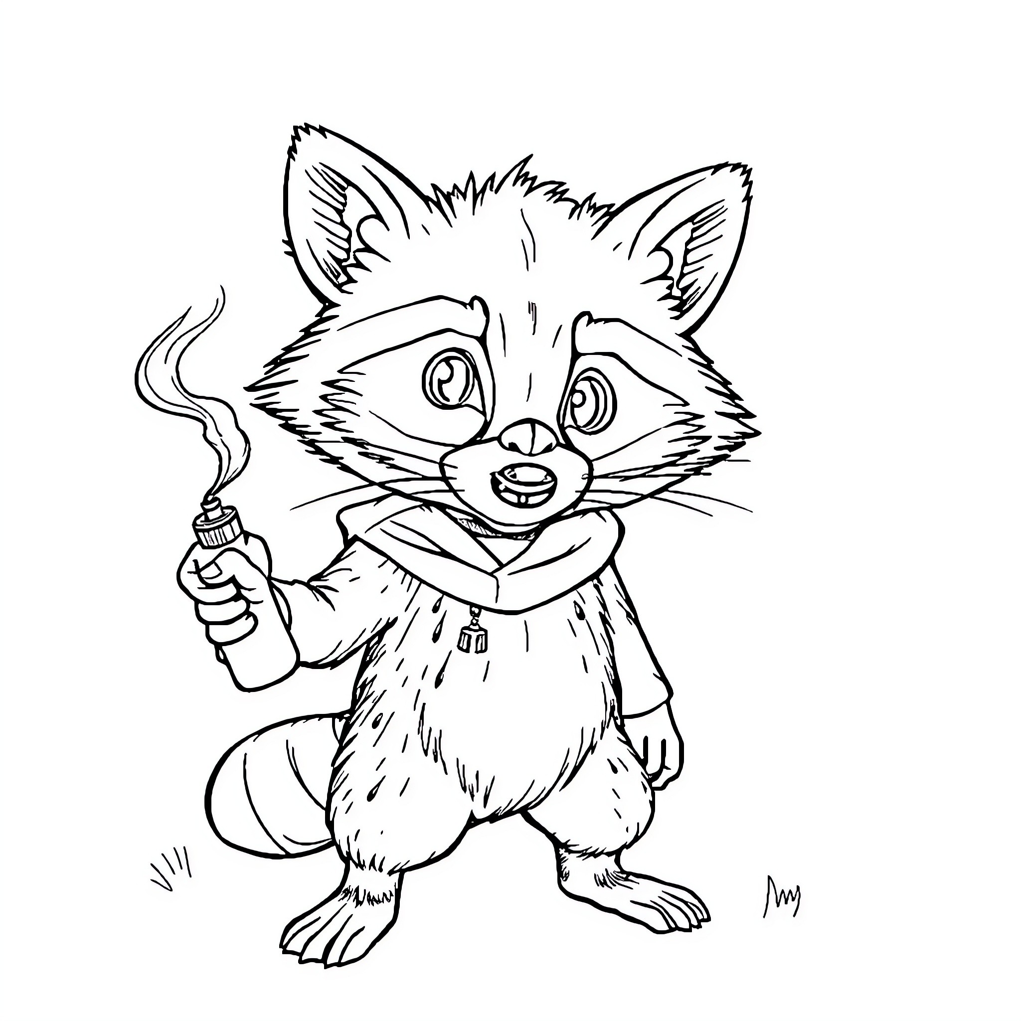 Raccoon enjoying a tasty treat Coloring Page (free black-and-white line drawing printable PDF for all, from beginners to advanced learners, including children, teens, adults, and seniors)