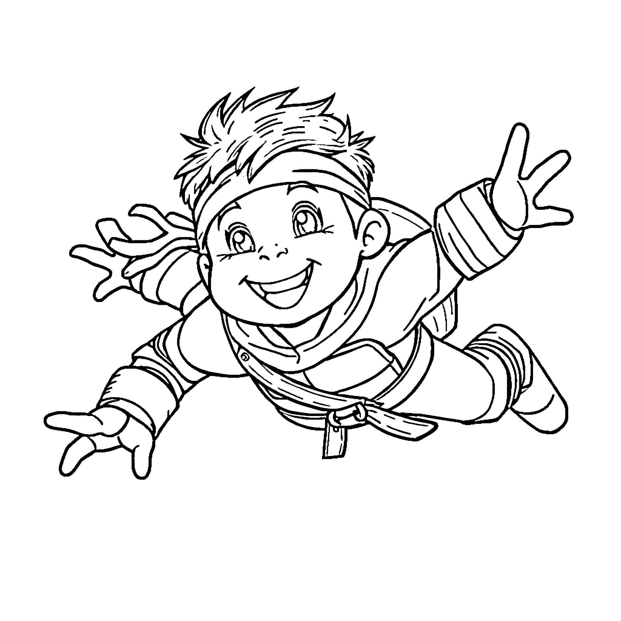 Calvin's Joyful Adventure Coloring Page (free black-and-white line drawing printable PDF for all, from beginners to advanced learners, including children, teens, adults, and seniors)