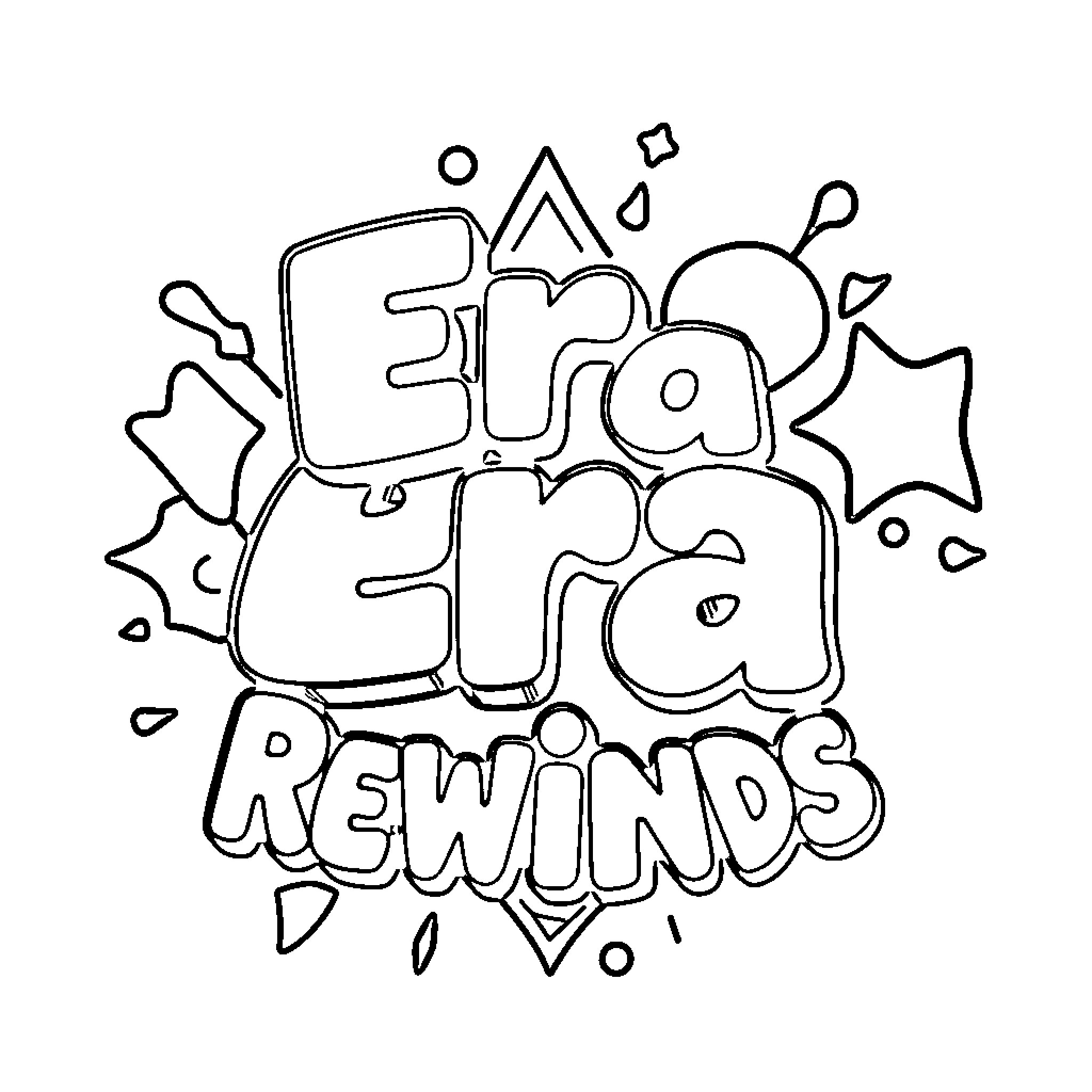 Era of Playful Rewinds Coloring Page (free black-and-white line drawing printable PDF for all, from beginners to advanced learners, including children, teens, adults, and seniors)