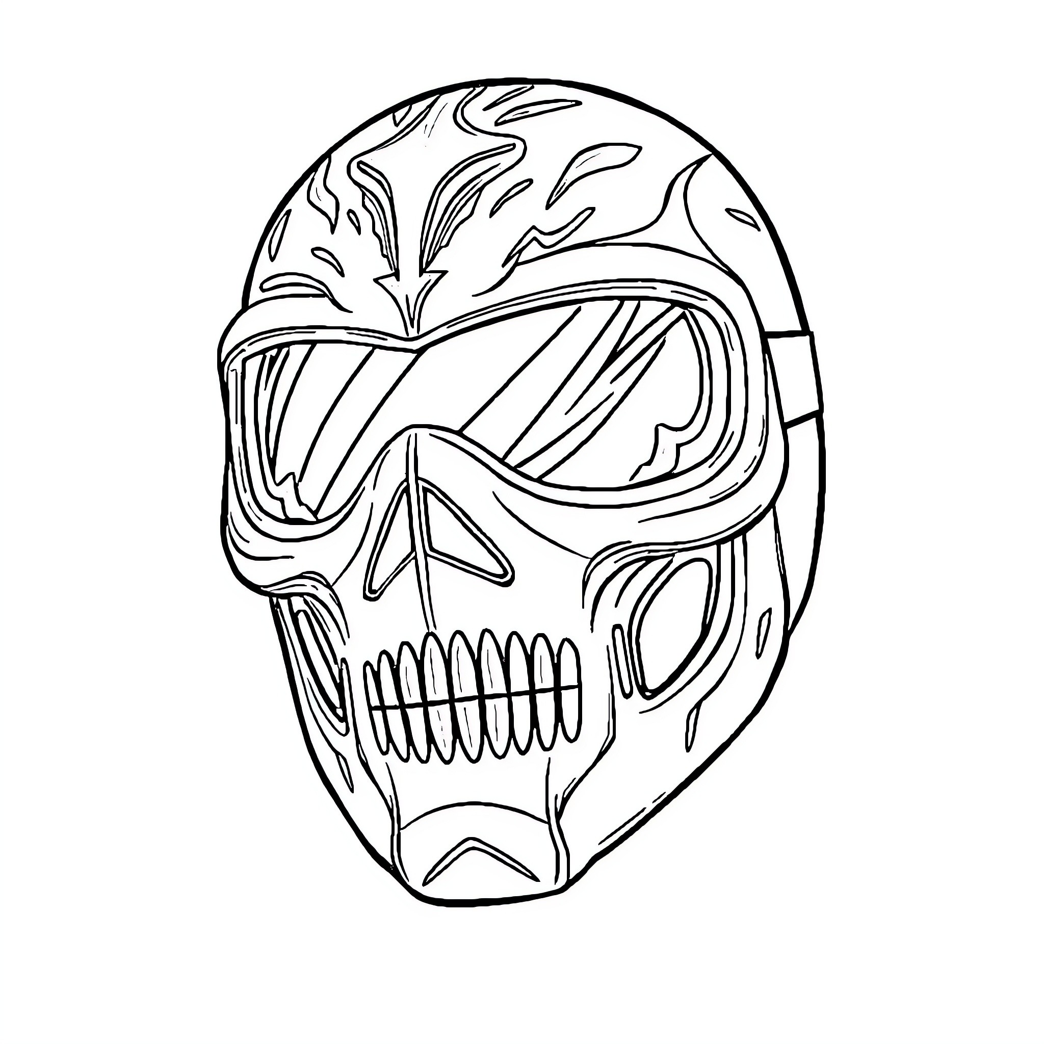 Sub Zero Skull Mask with Intricate Design Coloring Page (free black-and-white line drawing printable PDF for all, from beginners to advanced learners, including children, teens, adults, and seniors)