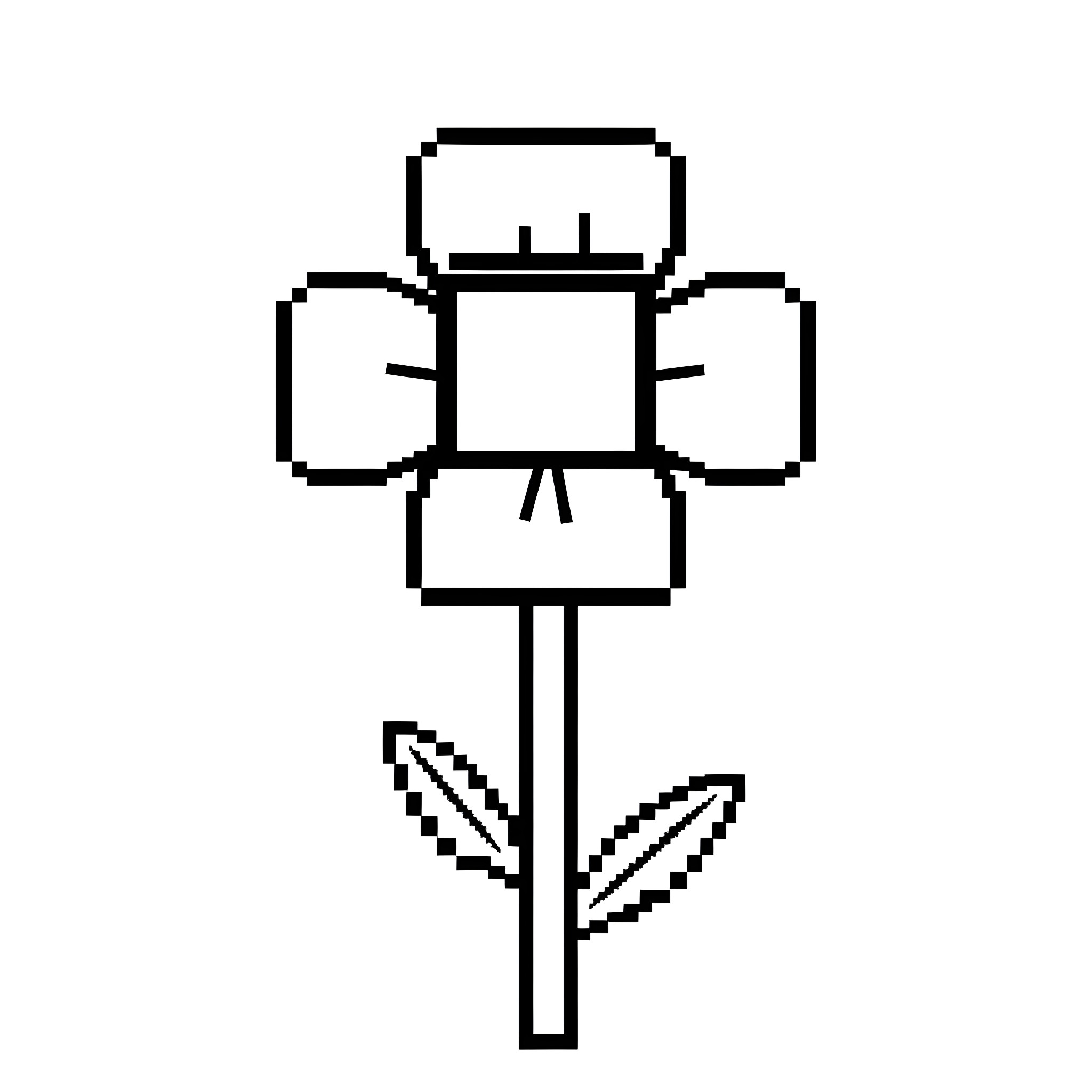 Flower with pixel art design Coloring Page (free black-and-white line drawing printable PDF for all, from beginners to advanced learners, including children, teens, adults, and seniors)