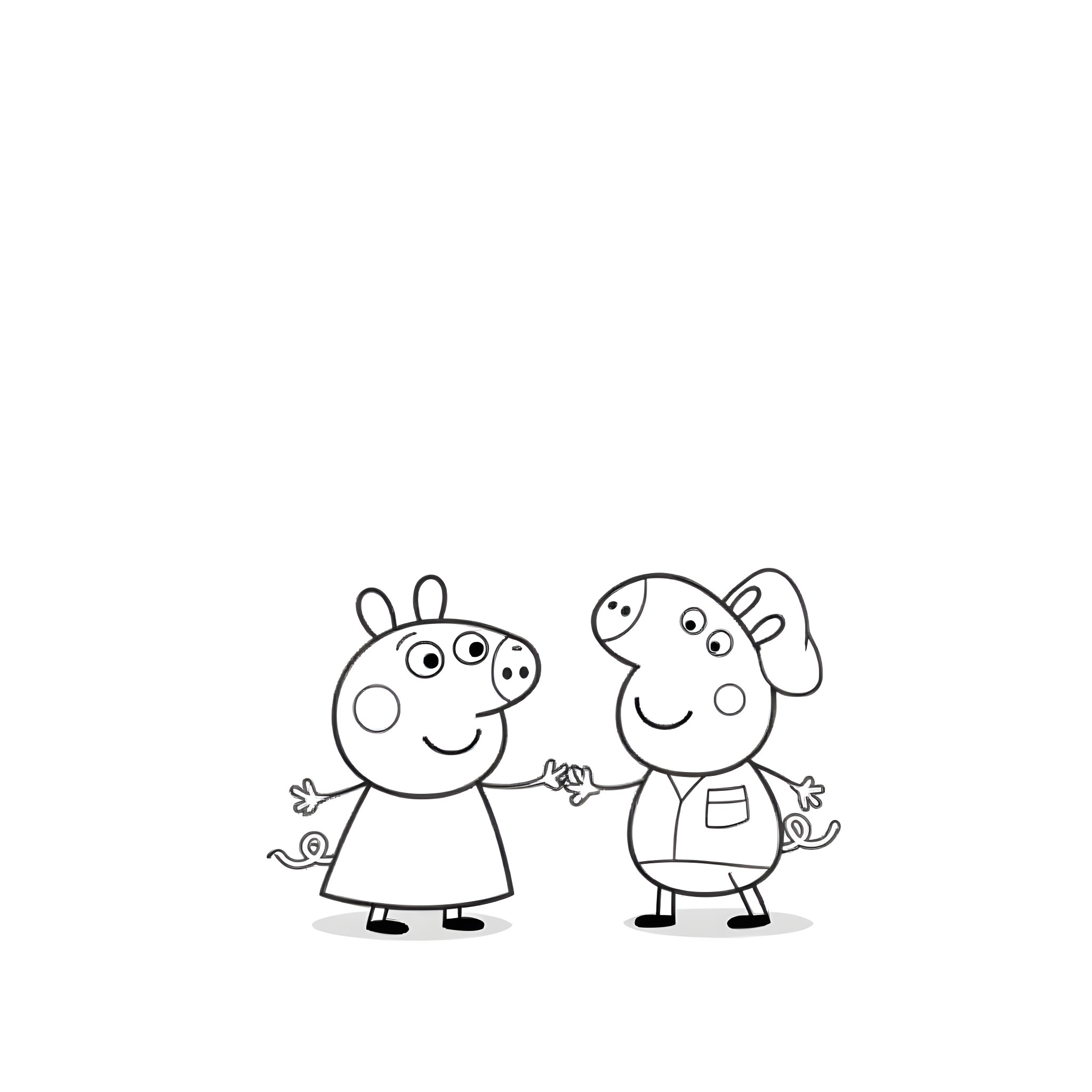 Doctor Characters Interacting Playfully Coloring Page (free black-and-white line drawing printable PDF for all, from beginners to advanced learners, including children, teens, adults, and seniors)