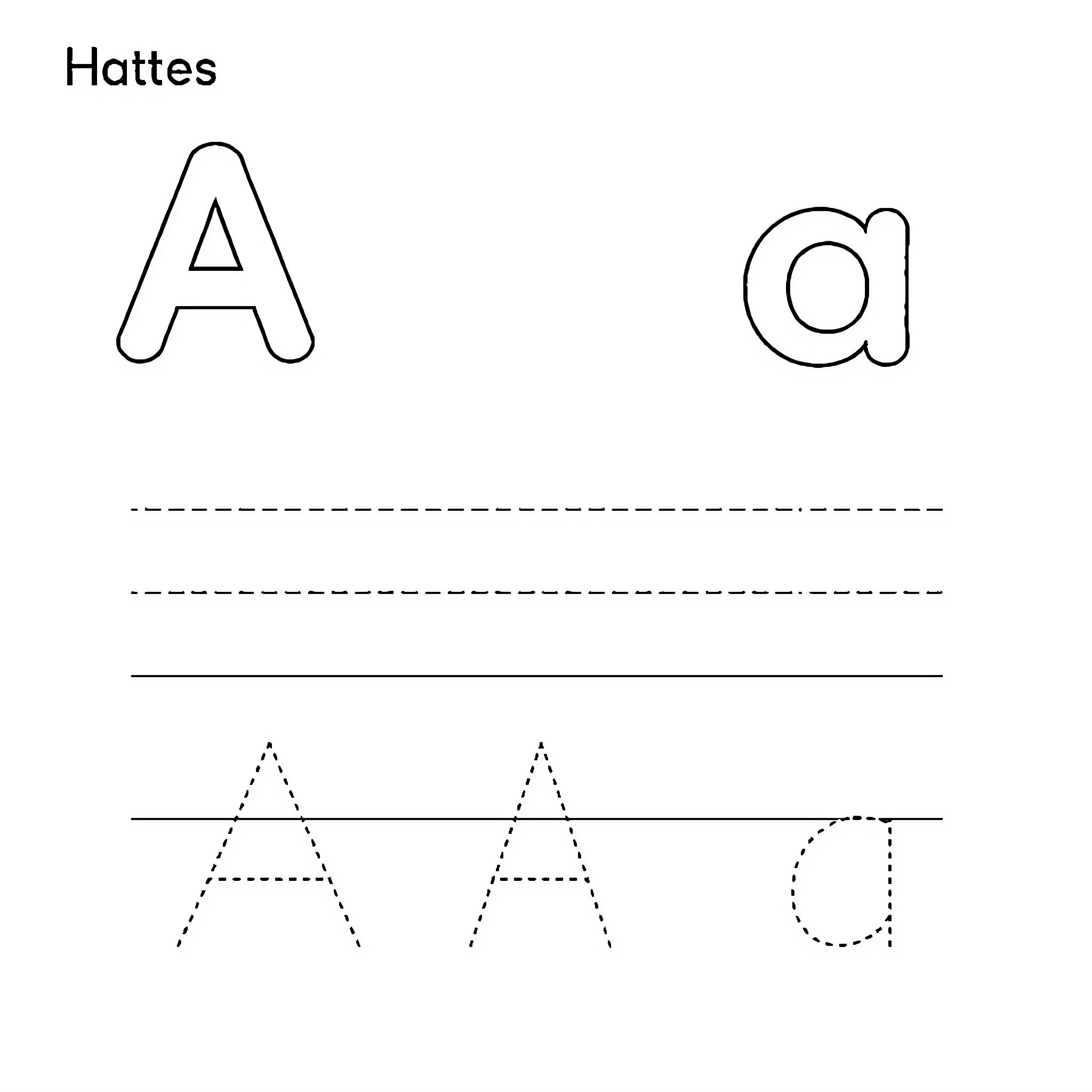 Letter A uppercase and lowercase practice Coloring Page (free black-and-white line drawing printable PDF for all, from beginners to advanced learners, including children, teens, adults, and seniors)