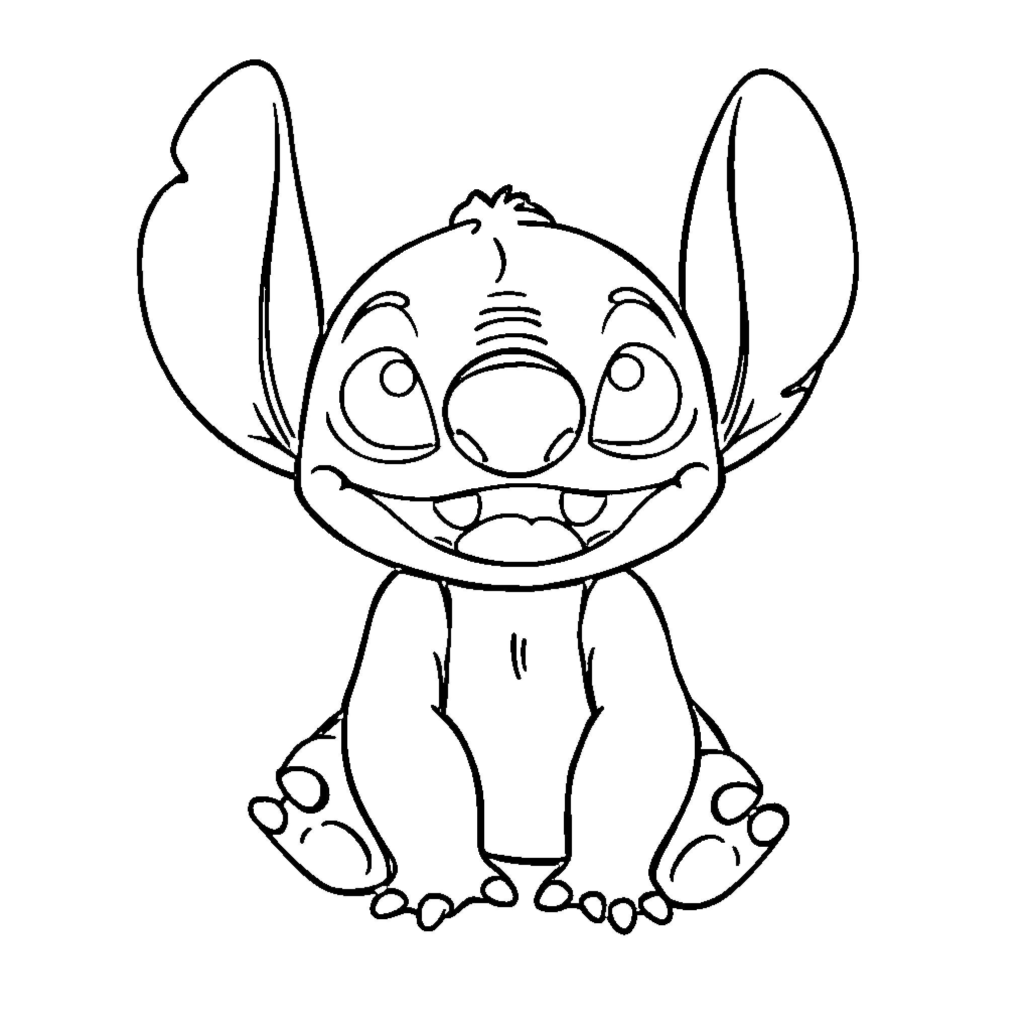 Stitch making a silly face Coloring Page (free black-and-white line drawing printable PDF for all, from beginners to advanced learners, including children, teens, adults, and seniors)