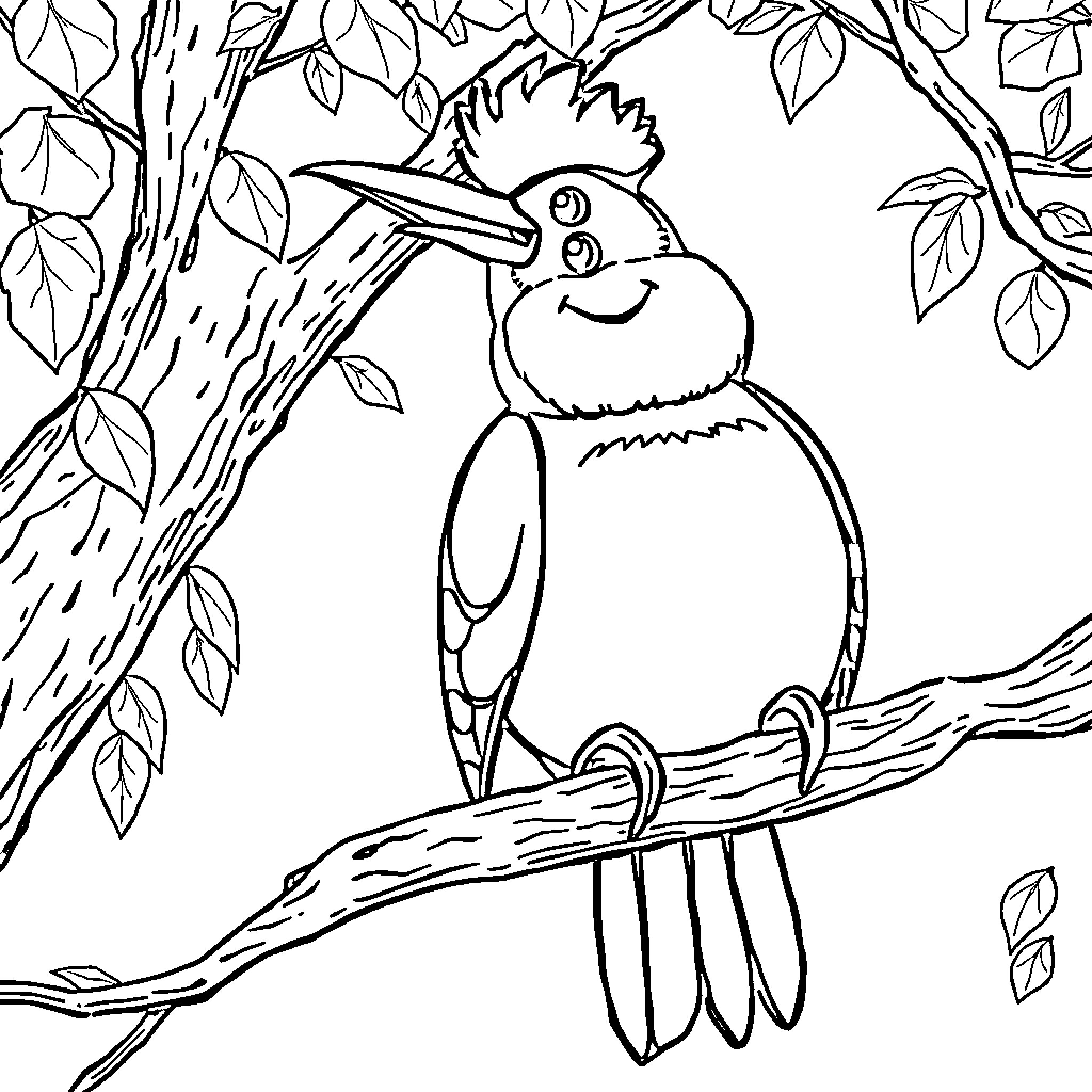 Chungus bird watching in the forest Coloring Page (free black-and-white line drawing printable PDF for all, from beginners to advanced learners, including children, teens, adults, and seniors)