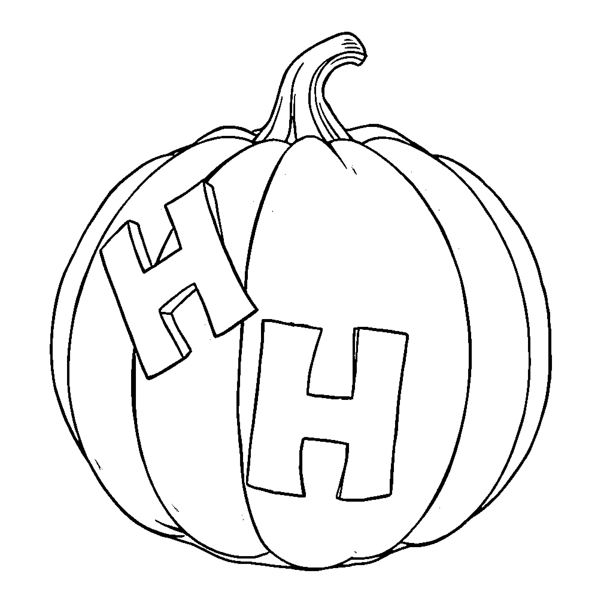 Pumpkin with spooky symbols Coloring Page (free black-and-white line drawing printable PDF for all, from beginners to advanced learners, including children, teens, adults, and seniors)