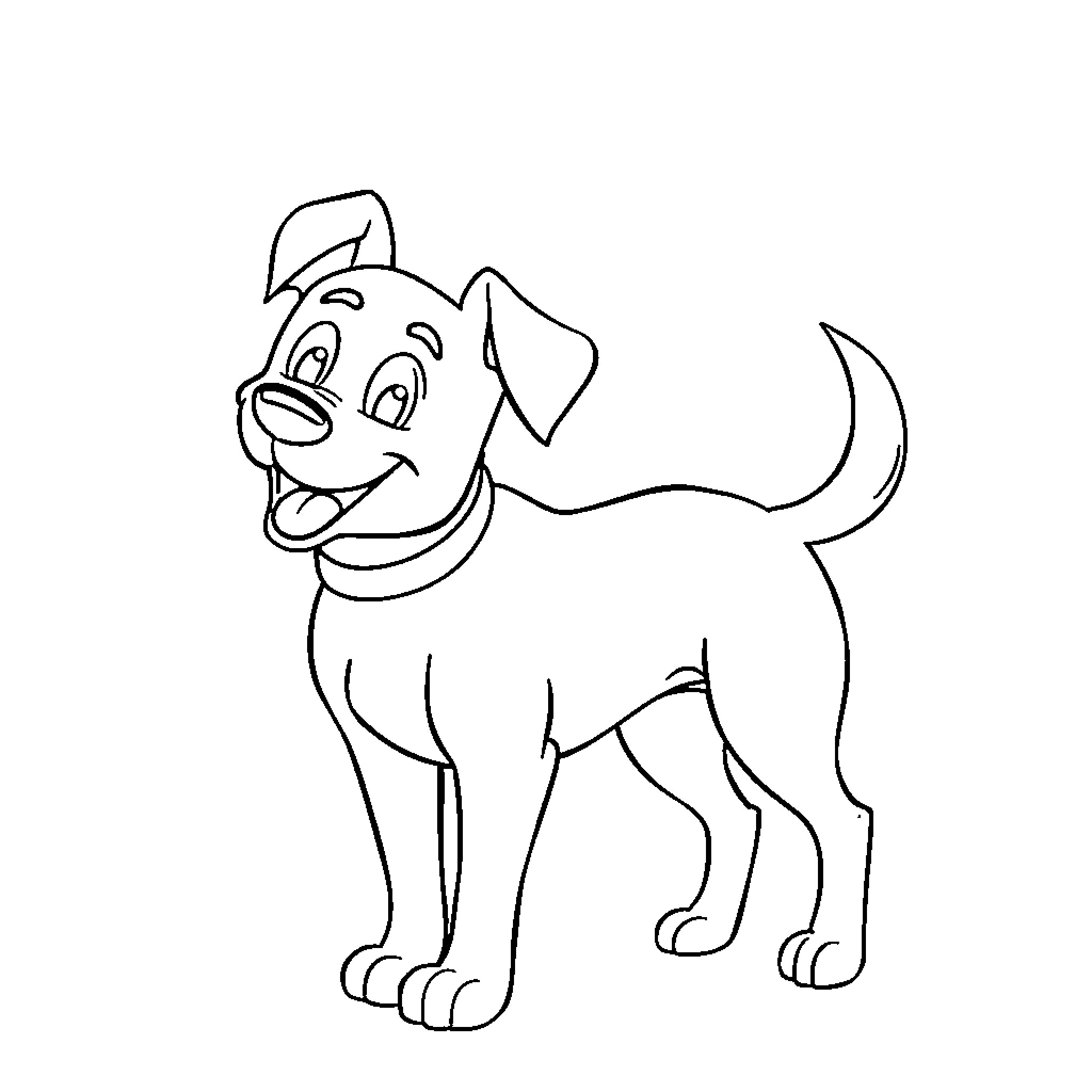 Dog playing with a happy expression Coloring Page (free black-and-white line drawing printable PDF for all, from beginners to advanced learners, including children, teens, adults, and seniors)