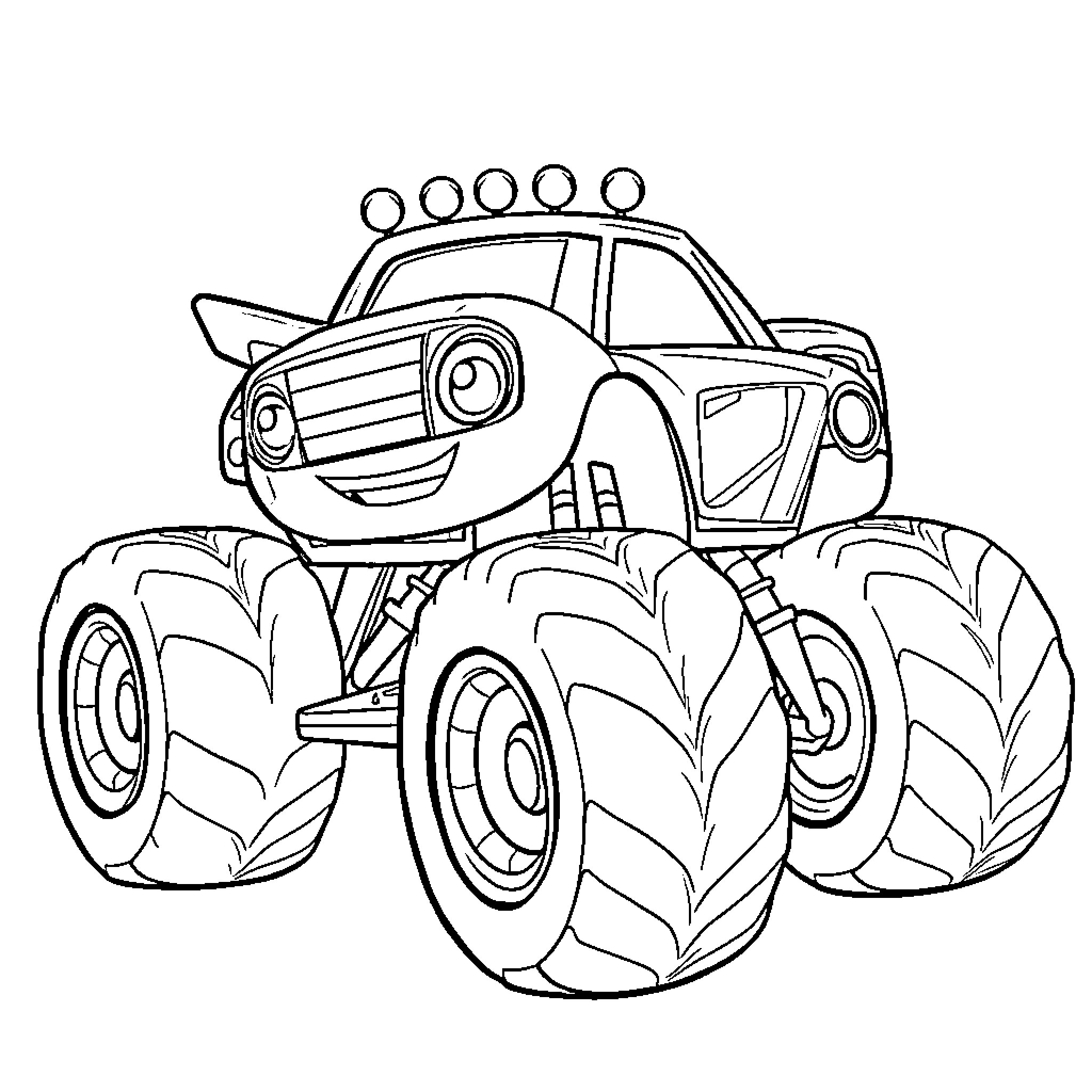 Watts' Mighty Monster Truck Roams the Terrain Coloring Page (free black-and-white line drawing printable PDF for all, from beginners to advanced learners, including children, teens, adults, and seniors)