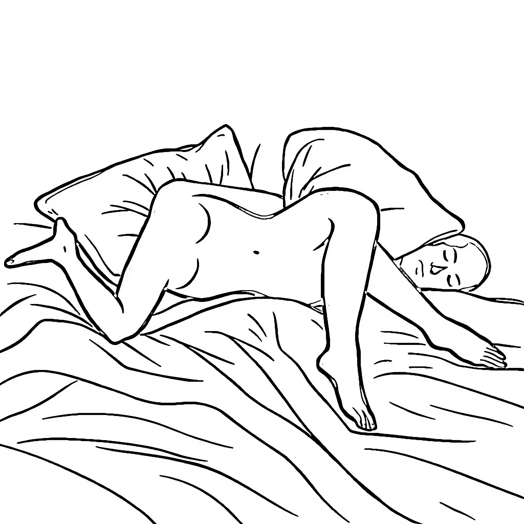 Body resting comfortably on grass Coloring Page (free black-and-white line drawing printable PDF for all, from beginners to advanced learners, including children, teens, adults, and seniors)