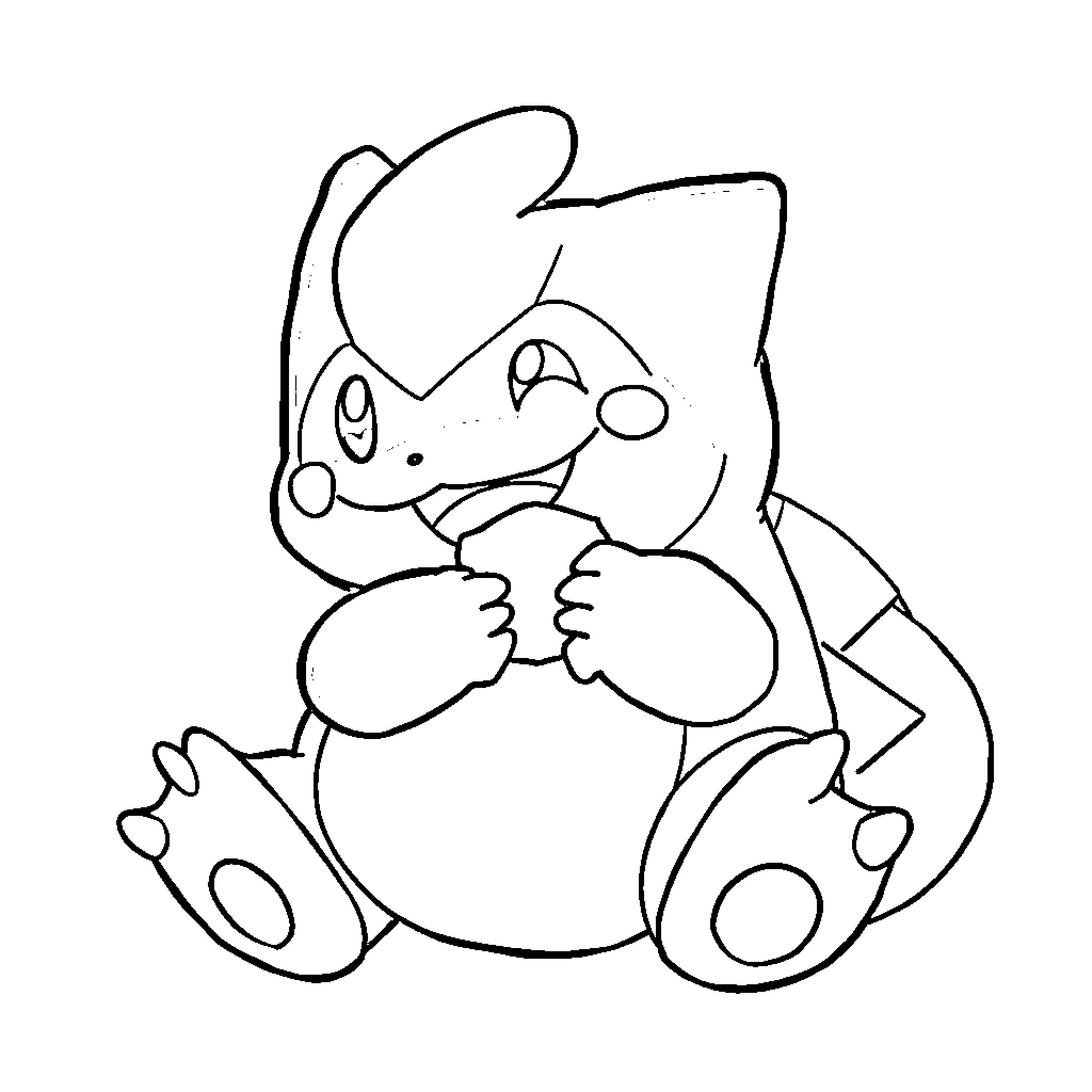 Munchlax resting comfortably Coloring Page (free black-and-white line drawing printable PDF for all, from beginners to advanced learners, including children, teens, adults, and seniors)