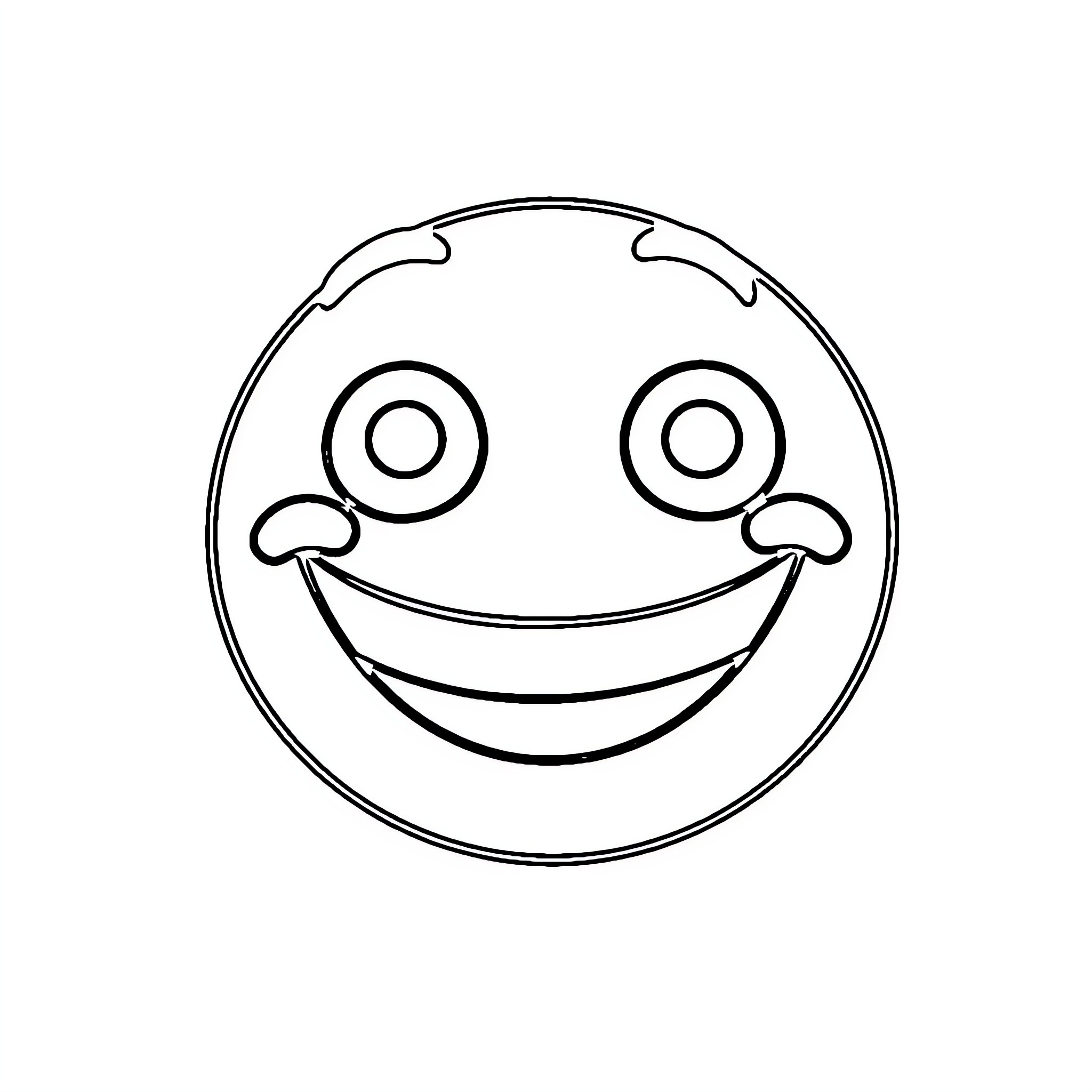 Emoji with a cheerful expression Coloring Page (free black-and-white line drawing printable PDF for all, from beginners to advanced learners, including children, teens, adults, and seniors)