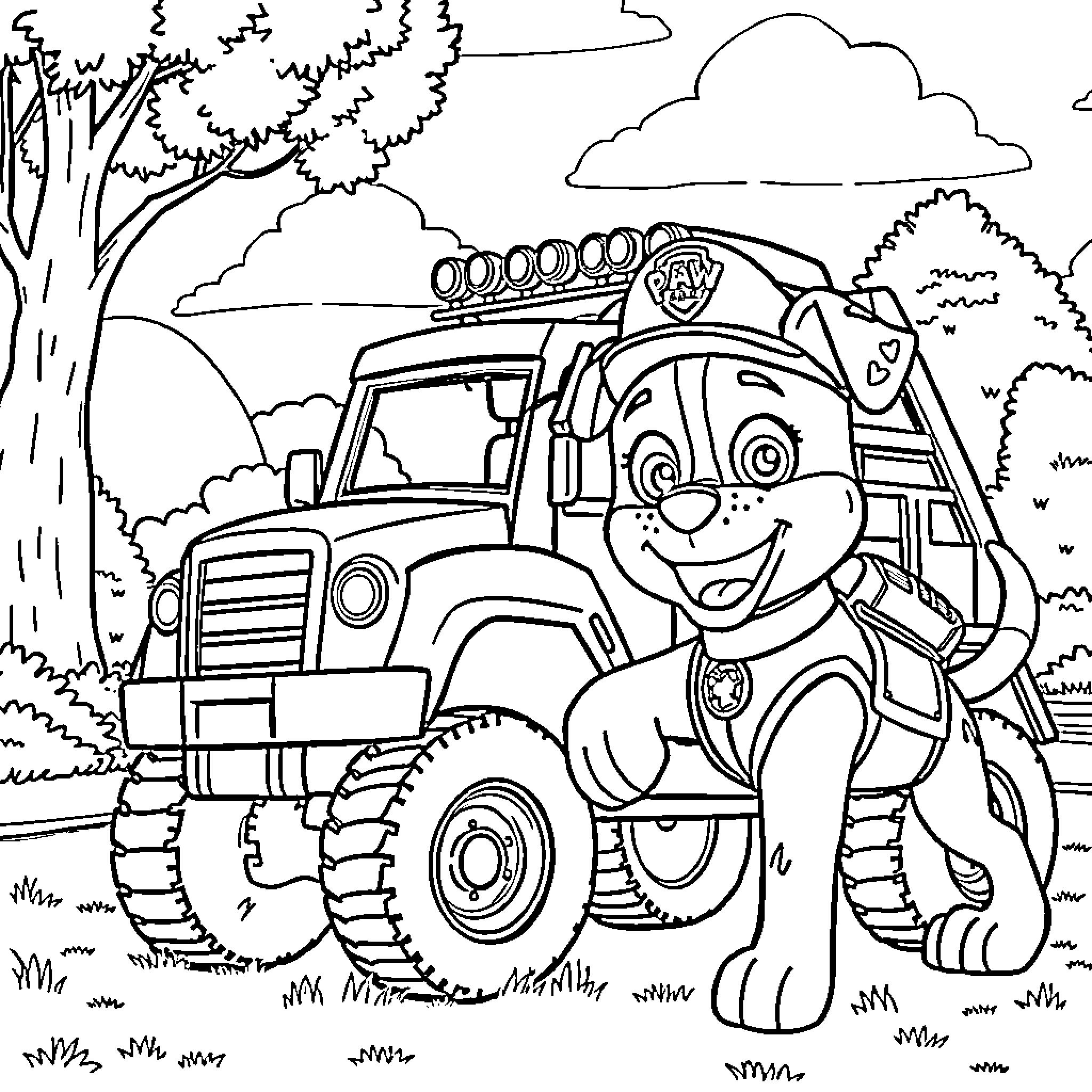 Bluey's Adventure in the Wilderness Coloring Page (free black-and-white line drawing printable PDF for all, from beginners to advanced learners, including children, teens, adults, and seniors)