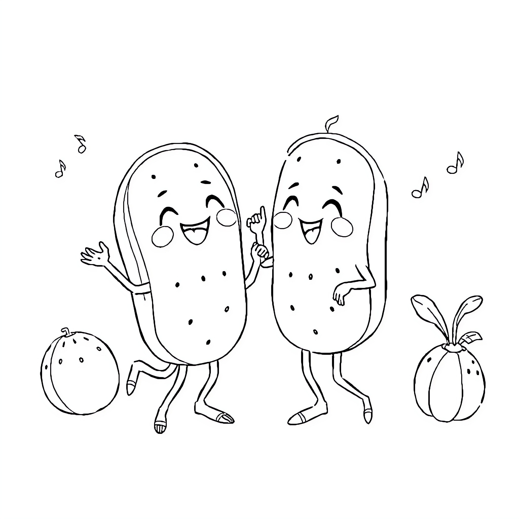 Coco Melon Cartoon Characters Dancing Happily Coloring Page (free black-and-white line drawing printable PDF for all, from beginners to advanced learners, including children, teens, adults, and seniors)