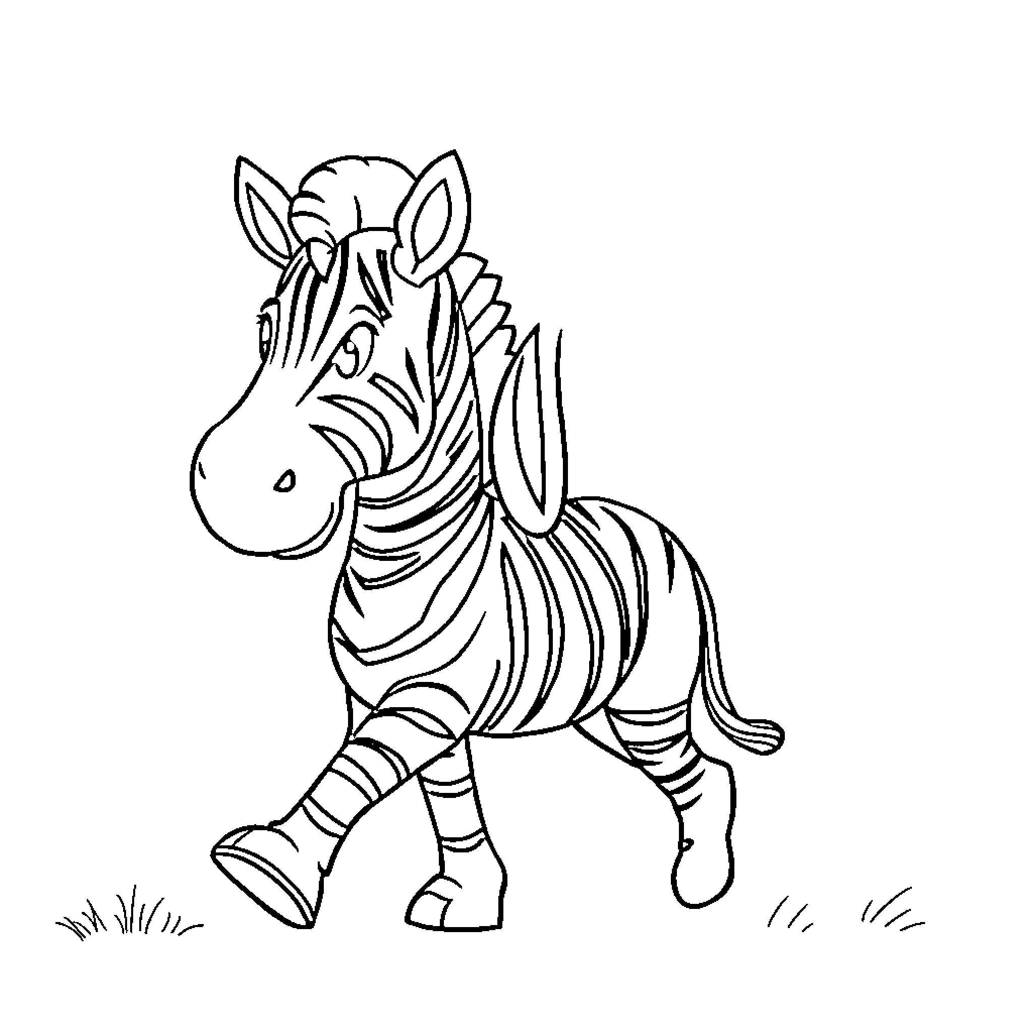 Zebra exploring the outdoors Coloring Page (free black-and-white line drawing printable PDF for all, from beginners to advanced learners, including children, teens, adults, and seniors)