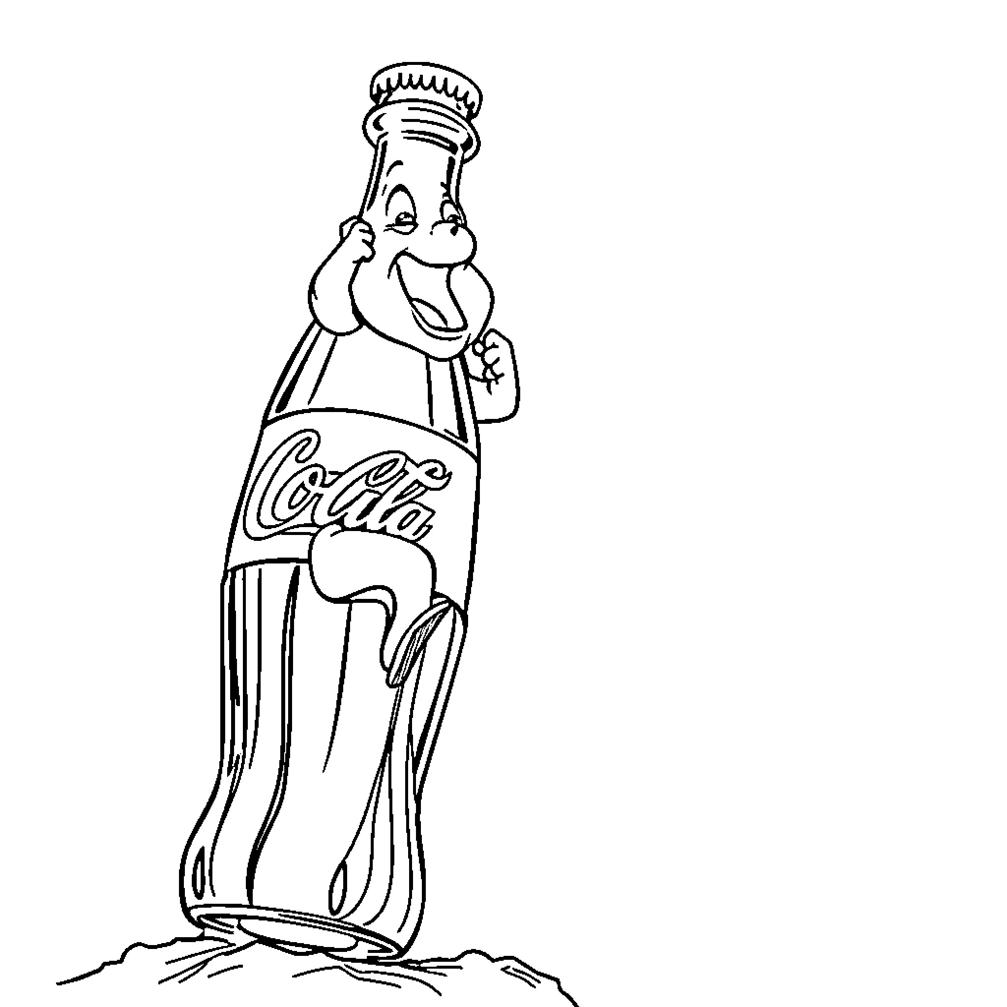 Inoxtag's Cartoon Character in Coca-Cola Bottle Pose Coloring Page (free black-and-white line drawing printable PDF for all, from beginners to advanced learners, including children, teens, adults, and seniors)