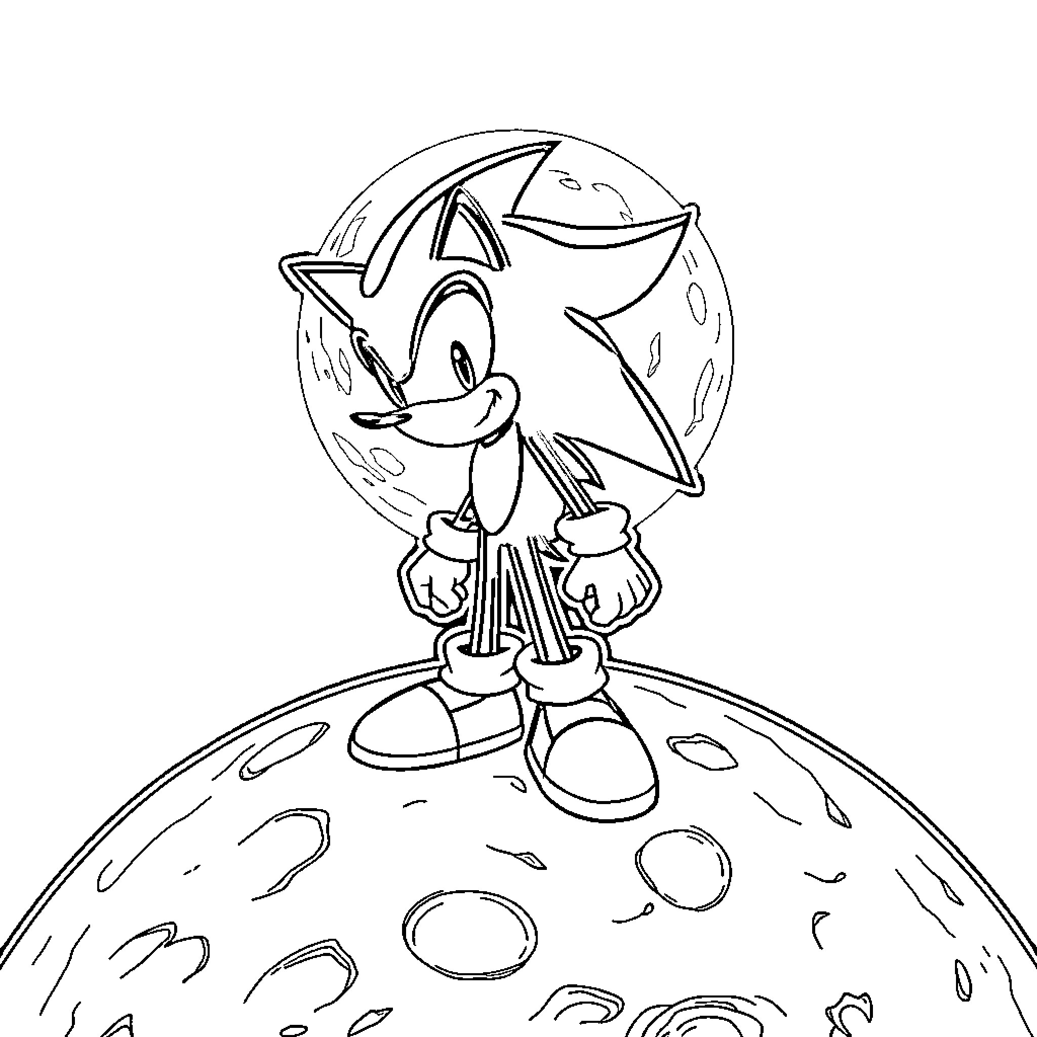 Shadow of a joyful character on a whimsical landscape Coloring Page (free black-and-white line drawing printable PDF for all, from beginners to advanced learners, including children, teens, adults, and seniors)