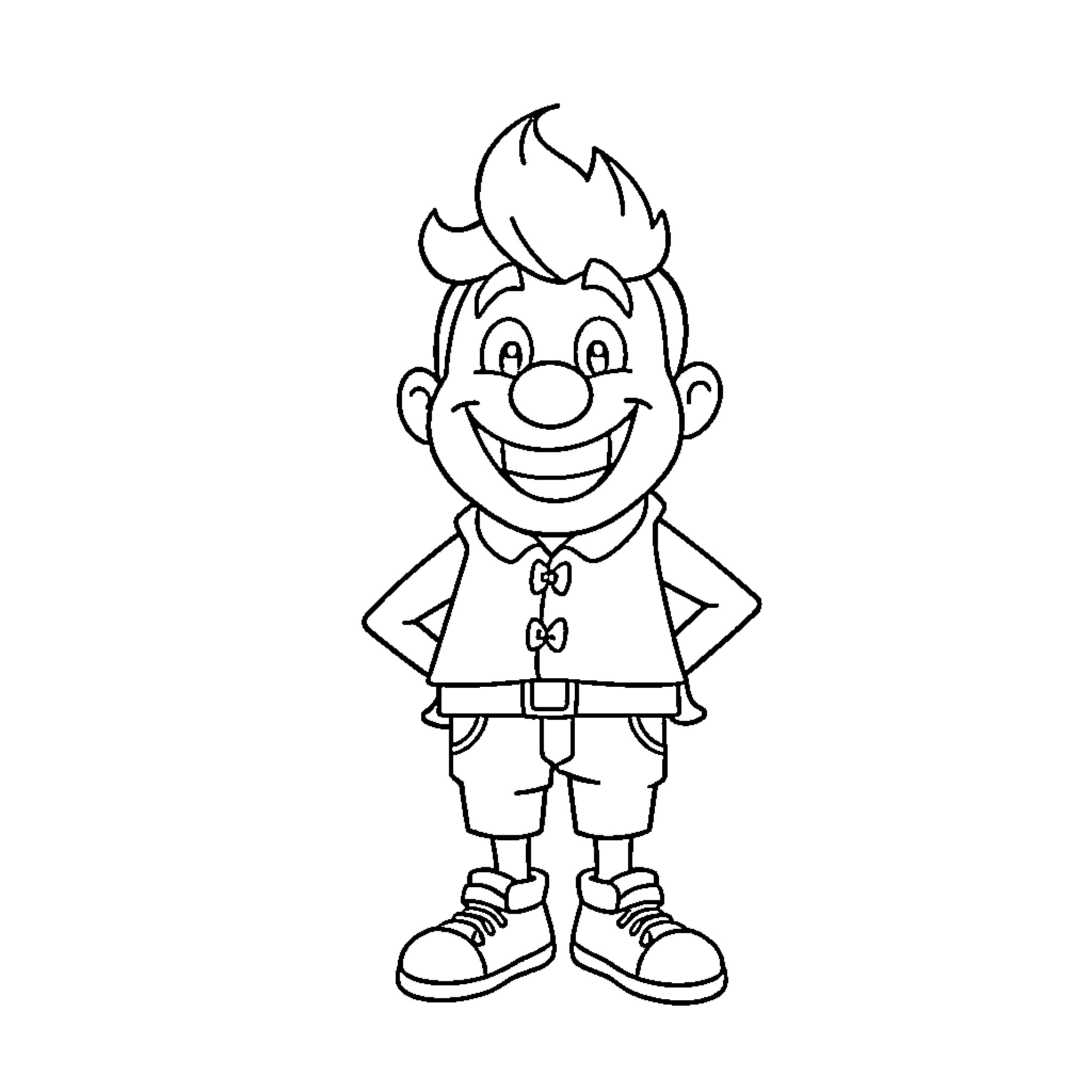 Dude with a cheerful expression and casual outfit Coloring Page (free black-and-white line drawing printable PDF for all, from beginners to advanced learners, including children, teens, adults, and seniors)