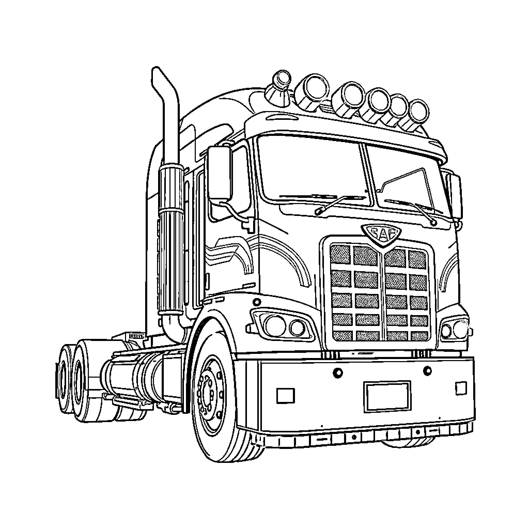 Camioneta with unique customized accessories Coloring Page (free black-and-white line drawing printable PDF for all, from beginners to advanced learners, including children, teens, adults, and seniors)