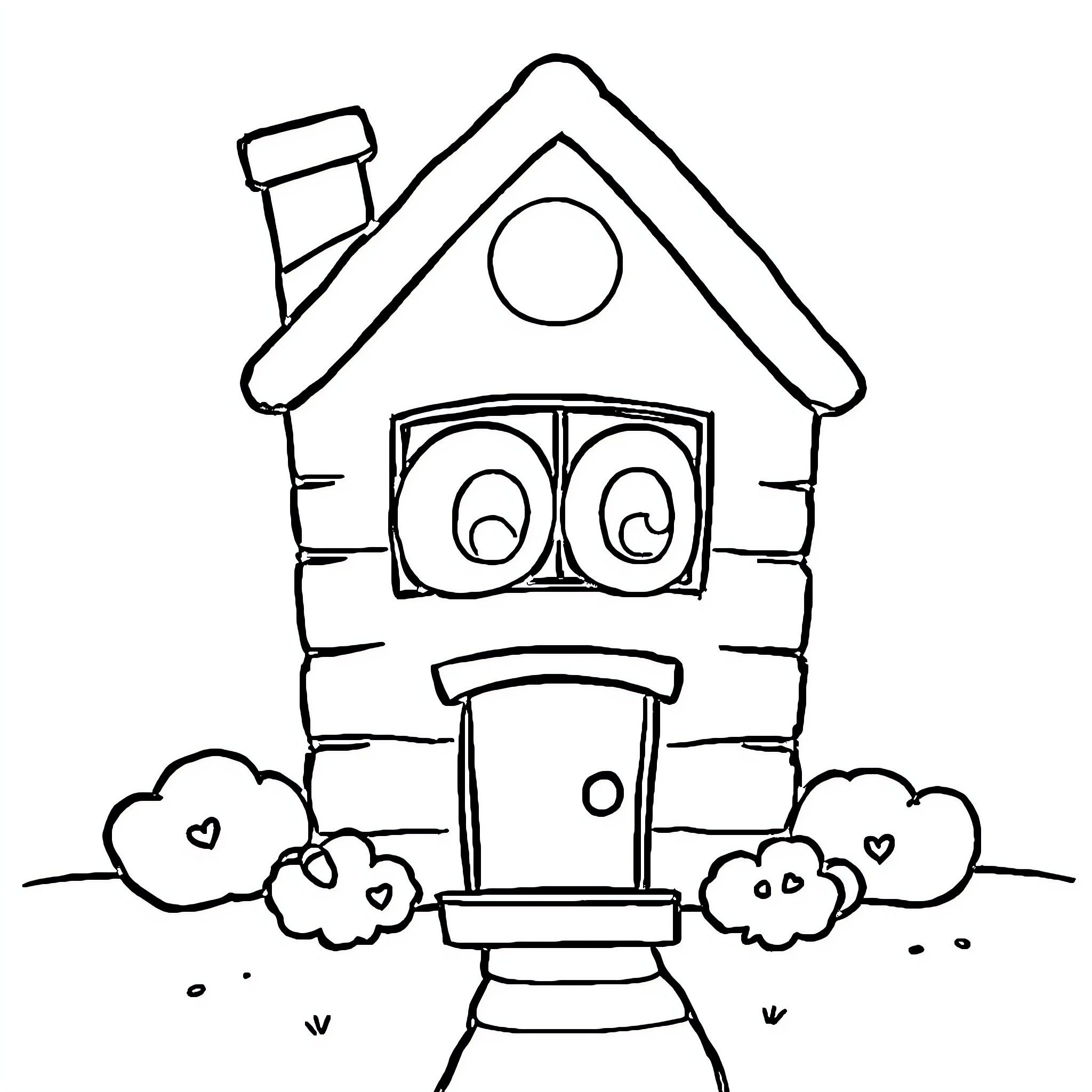 House with Speakers Playing Music Coloring Page (free black-and-white line drawing printable PDF for all, from beginners to advanced learners, including children, teens, adults, and seniors)