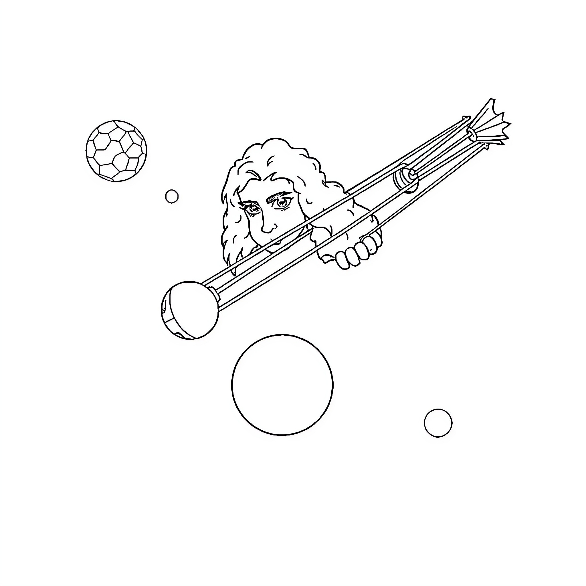 Newton playing with scientific instruments Coloring Page (free black-and-white line drawing printable PDF for all, from beginners to advanced learners, including children, teens, adults, and seniors)