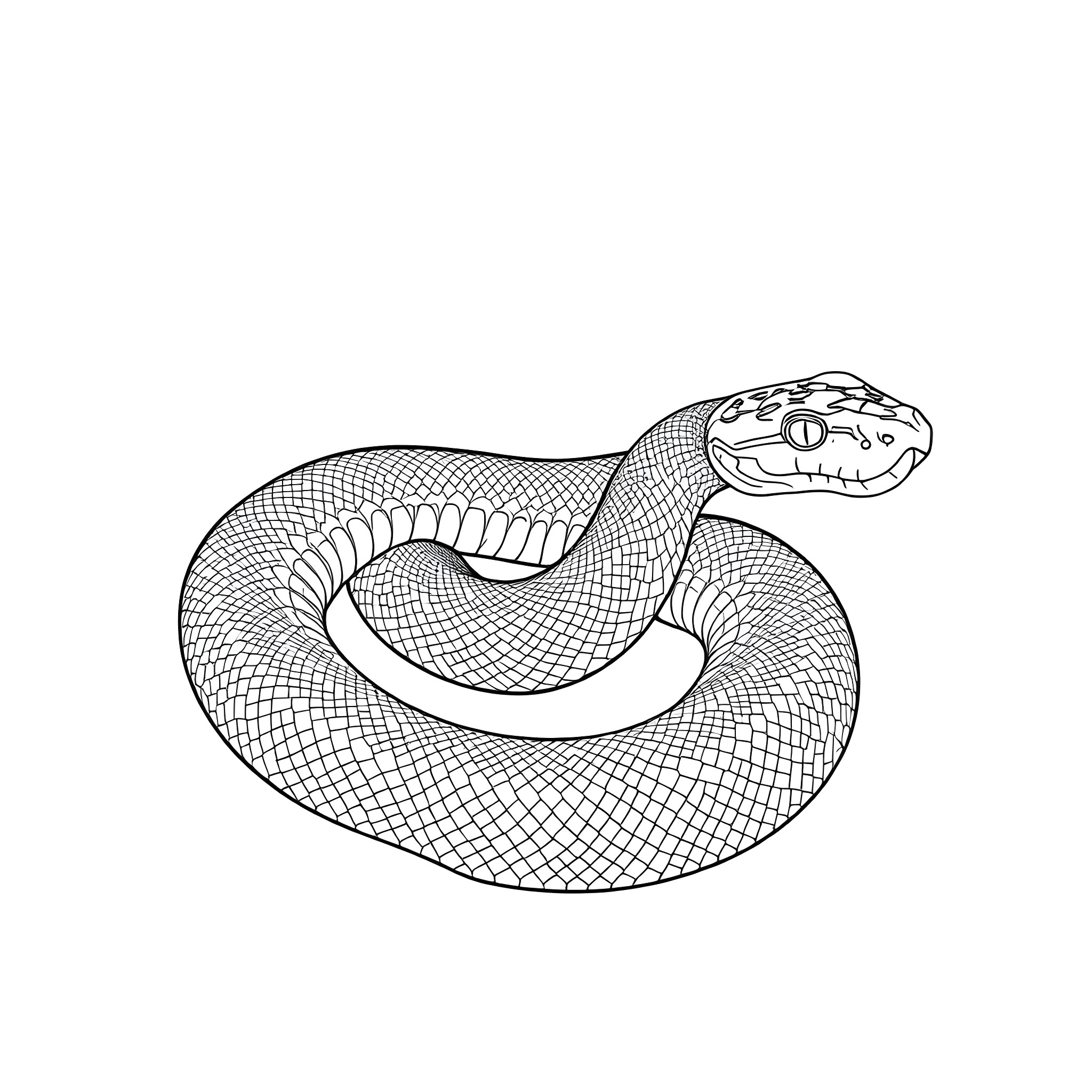 Bothriechis Schlegelii snake coiled and ready to strike Coloring Page (free black-and-white line drawing printable PDF for all, from beginners to advanced learners, including children, teens, adults, and seniors)