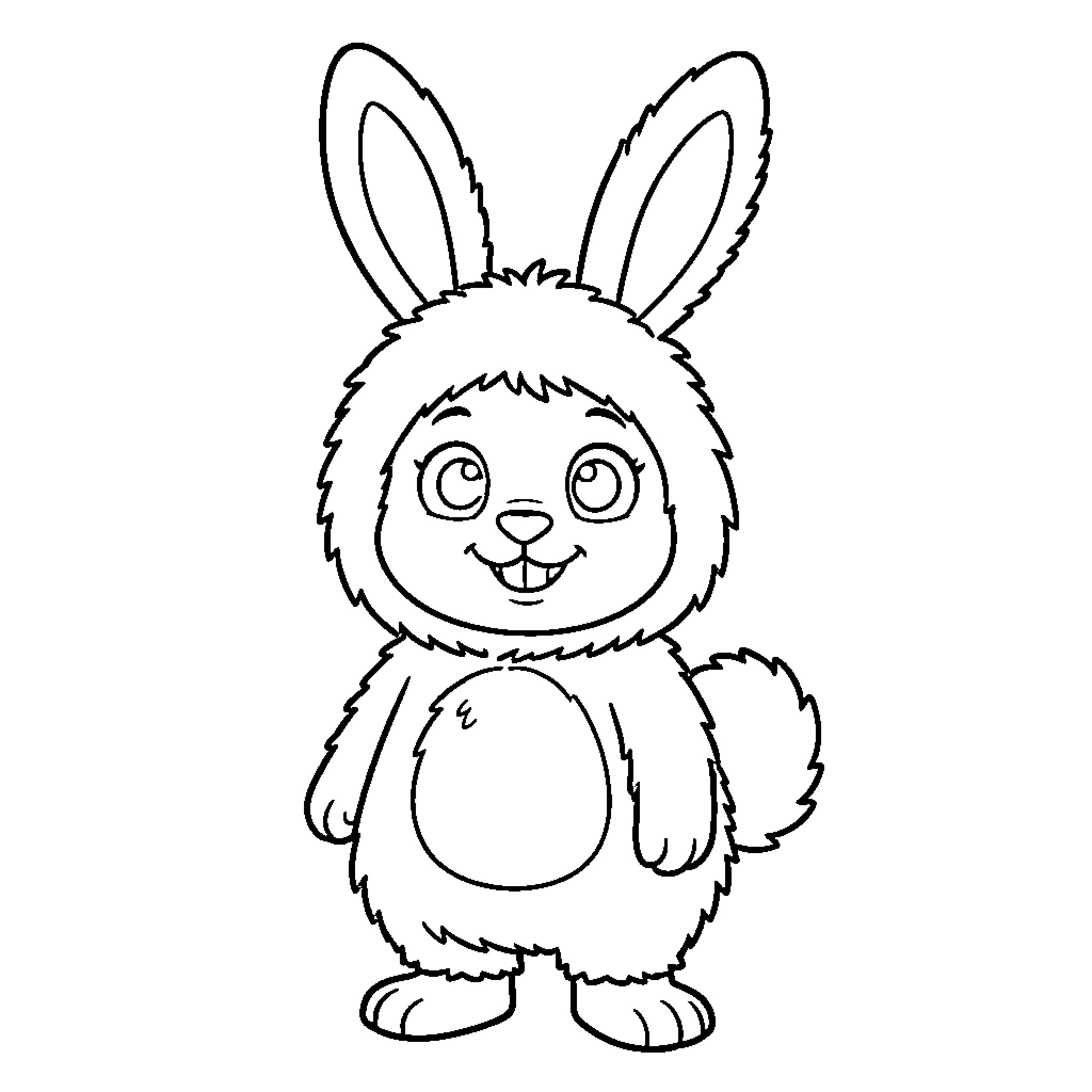Bluey in Rabbit Costume with Playful Expression Coloring Page (free black-and-white line drawing printable PDF for all, from beginners to advanced learners, including children, teens, adults, and seniors)