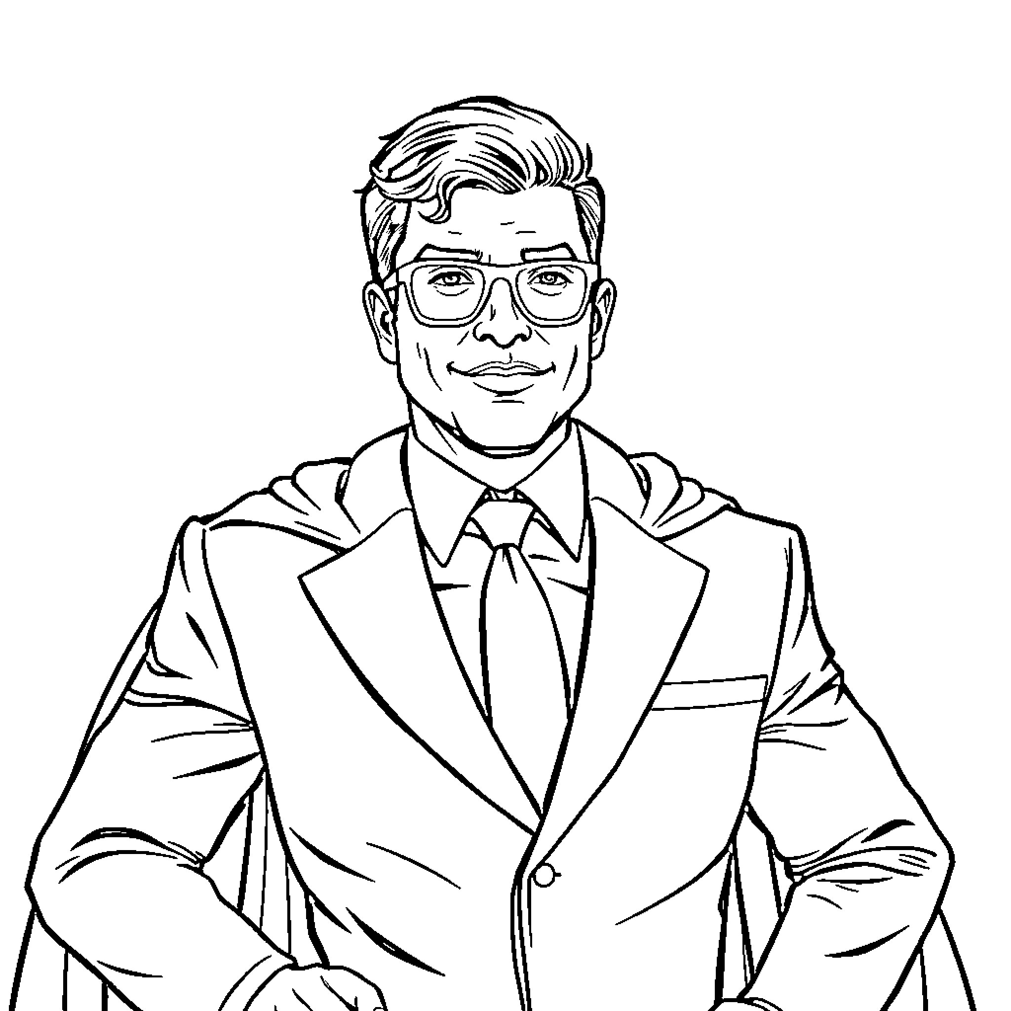 Christian Cardona dressed professionally in a suit and tie Coloring Page (free black-and-white line drawing printable PDF for all, from beginners to advanced learners, including children, teens, adults, and seniors)