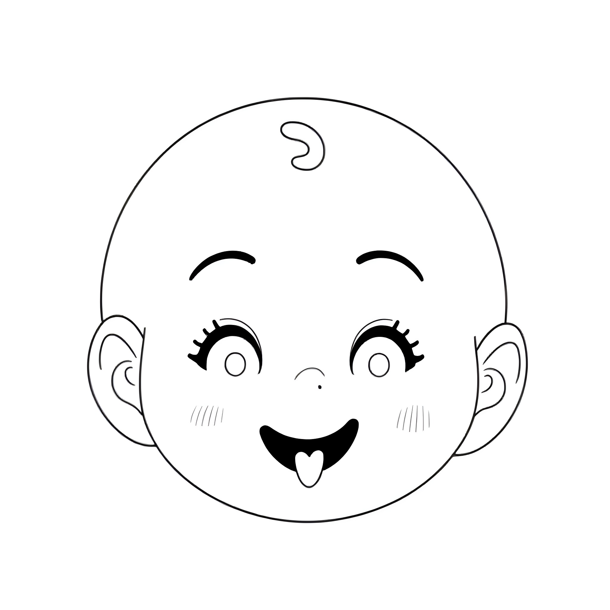 Baby with happy facial expressions Coloring Page (free black-and-white line drawing printable PDF for all, from beginners to advanced learners, including children, teens, adults, and seniors)