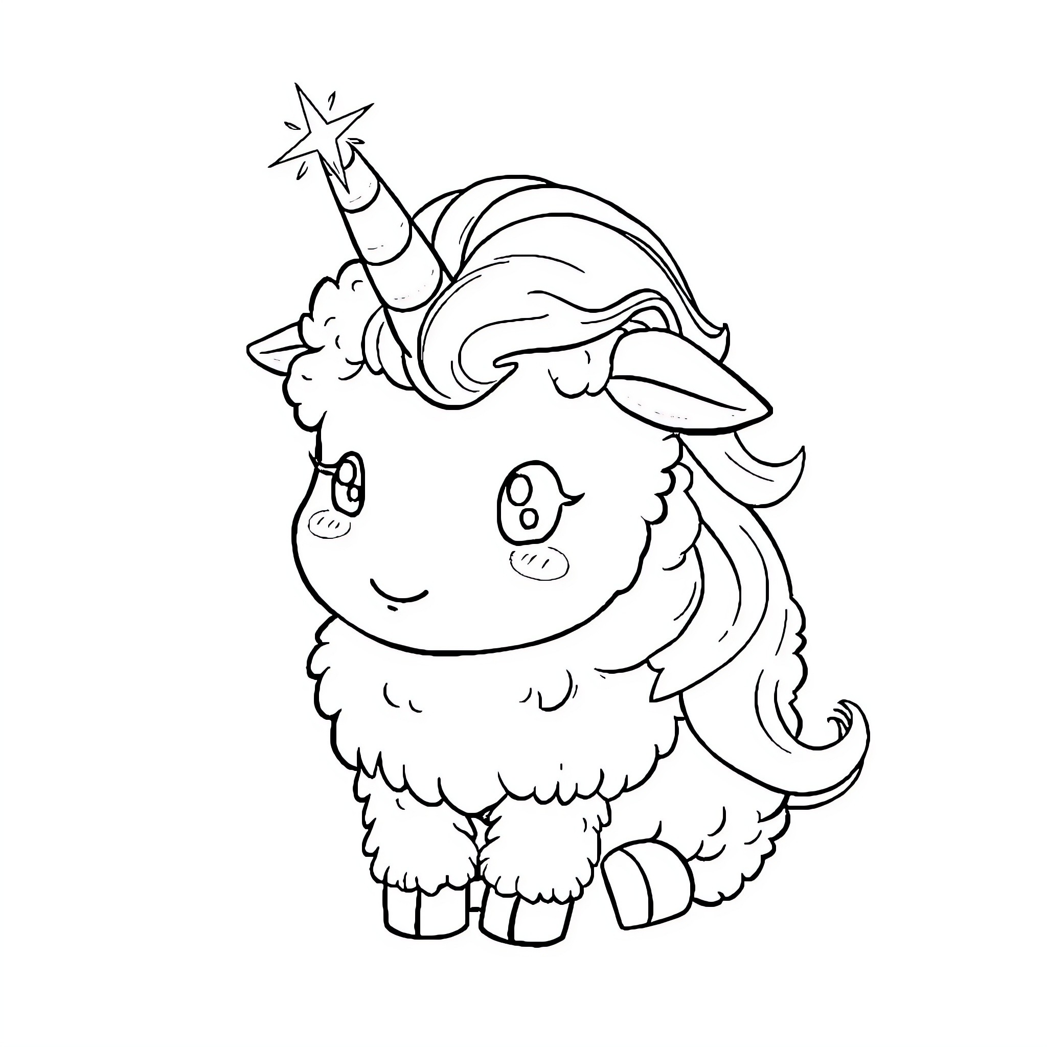 Unicorn with a party hat celebrating Coloring Page (free black-and-white line drawing printable PDF for all, from beginners to advanced learners, including children, teens, adults, and seniors)