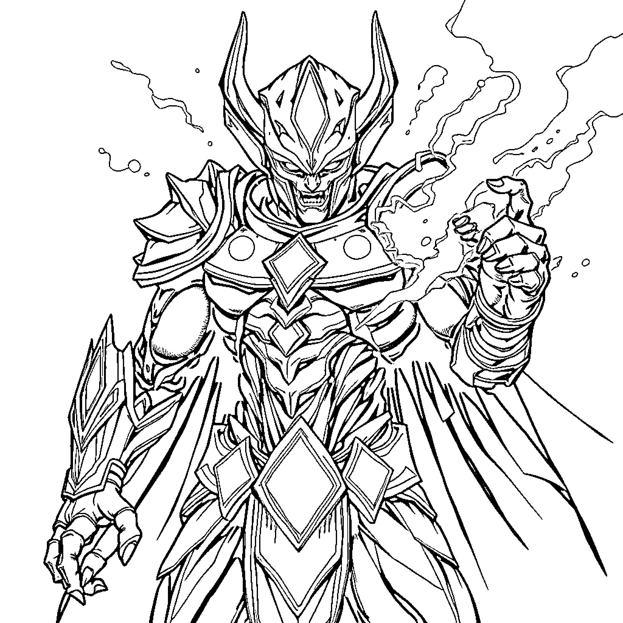 Lord Boros unleashing powerful cosmic energy Coloring Page (free black-and-white line drawing printable PDF for all, from beginners to advanced learners, including children, teens, adults, and seniors)