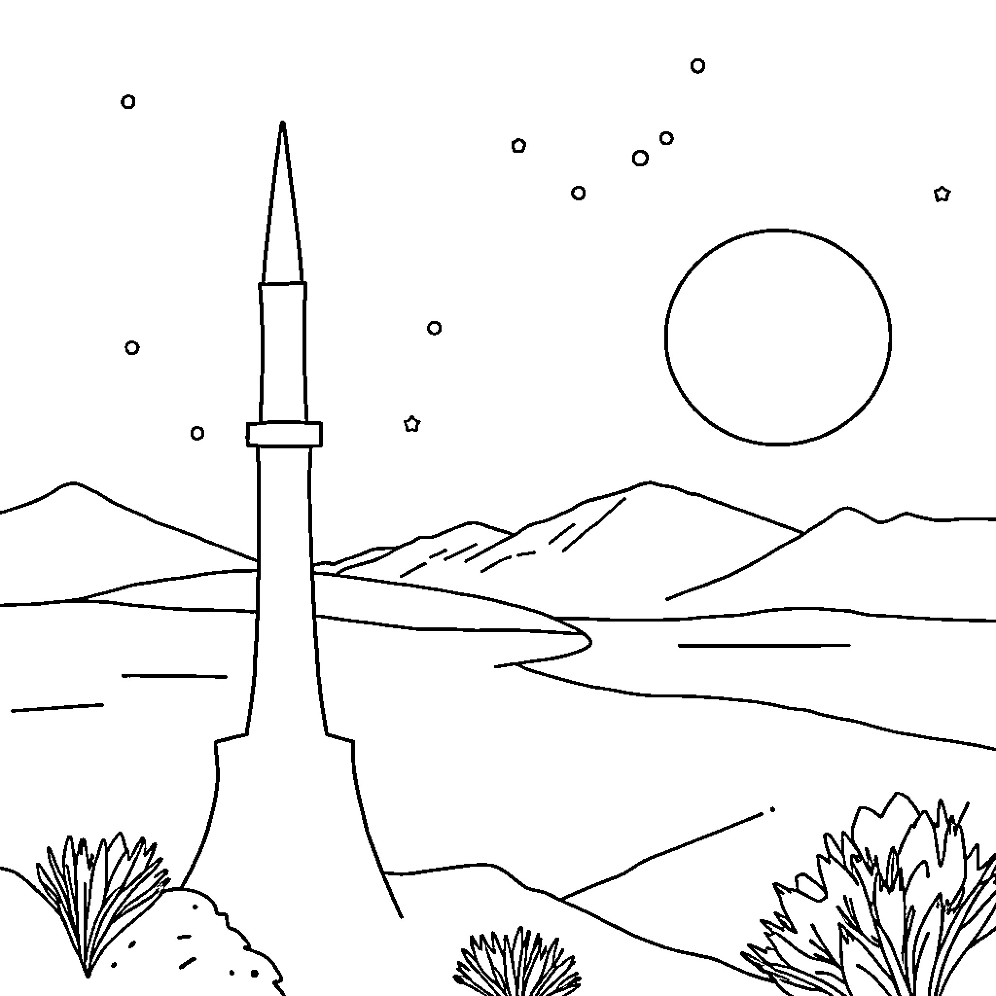 Έλσα's Serene Landscape Adventure Coloring Page (free black-and-white line drawing printable PDF for all, from beginners to advanced learners, including children, teens, adults, and seniors)