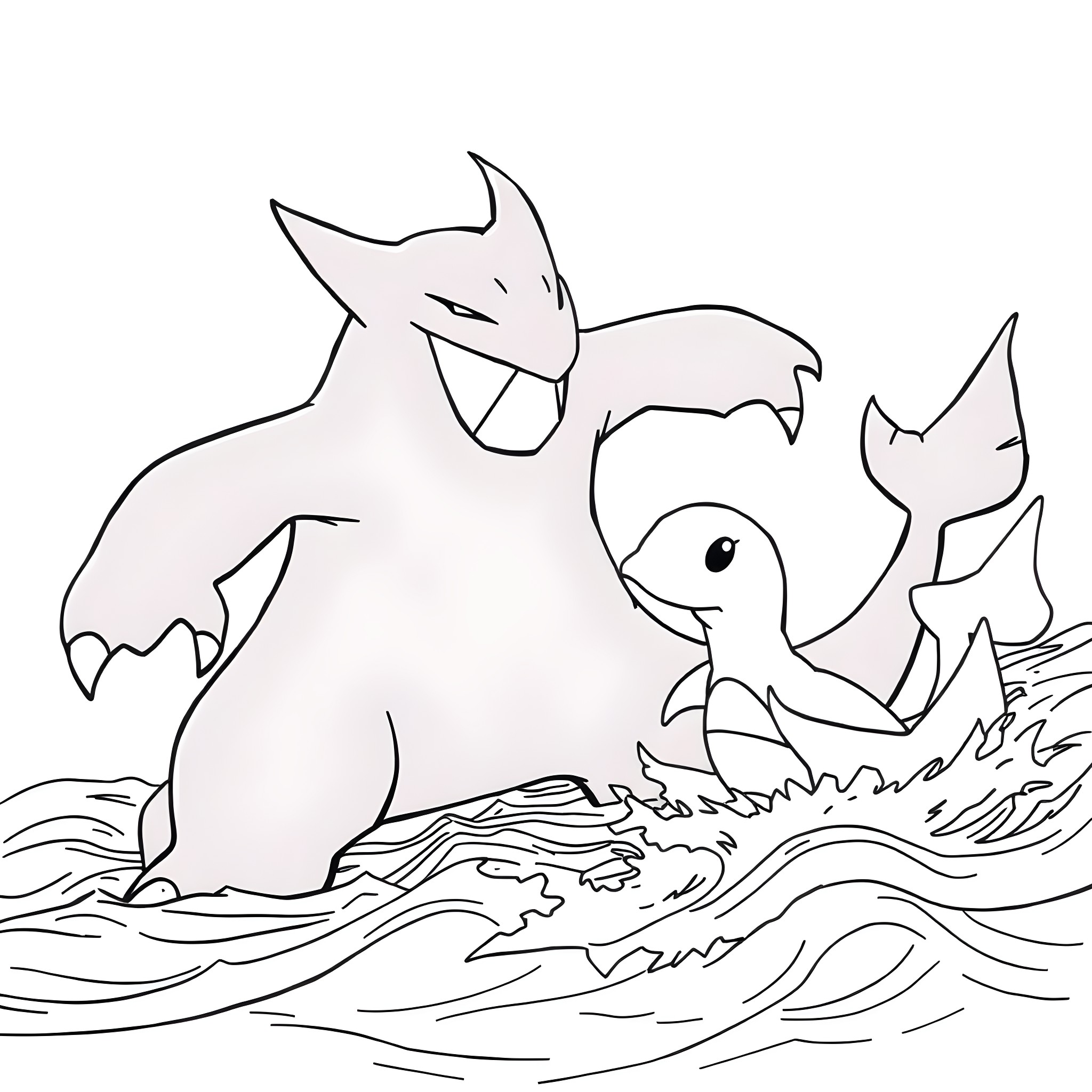 Gengar and friends in mischievous adventure Coloring Page (free black-and-white line drawing printable PDF for all, from beginners to advanced learners, including children, teens, adults, and seniors)