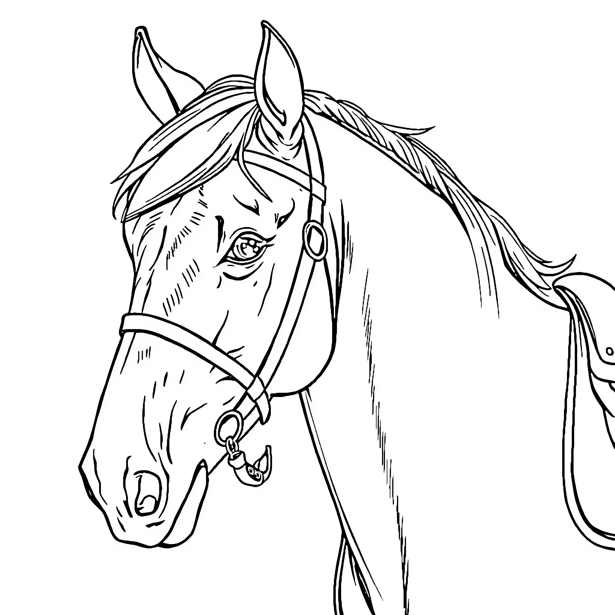 Pferd depicted in an artistic sketch Coloring Page (free black-and-white line drawing printable PDF for all, from beginners to advanced learners, including children, teens, adults, and seniors)