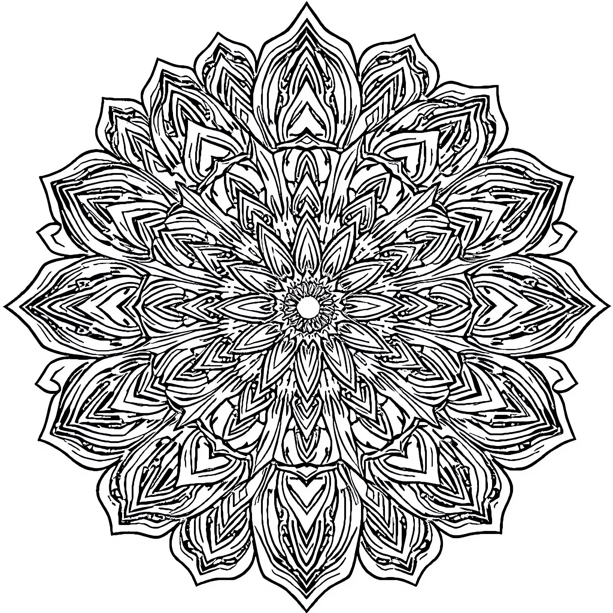 Mandalas with intricate floral designs Coloring Page (free black-and-white line drawing printable PDF for all, from beginners to advanced learners, including children, teens, adults, and seniors)