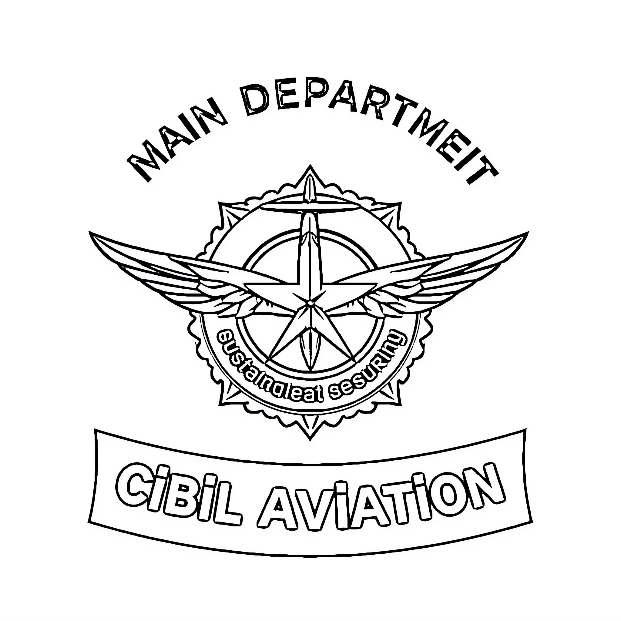 Logo for Main Department of Civil Aviation Coloring Page (free black-and-white line drawing printable PDF for all, from beginners to advanced learners, including children, teens, adults, and seniors)