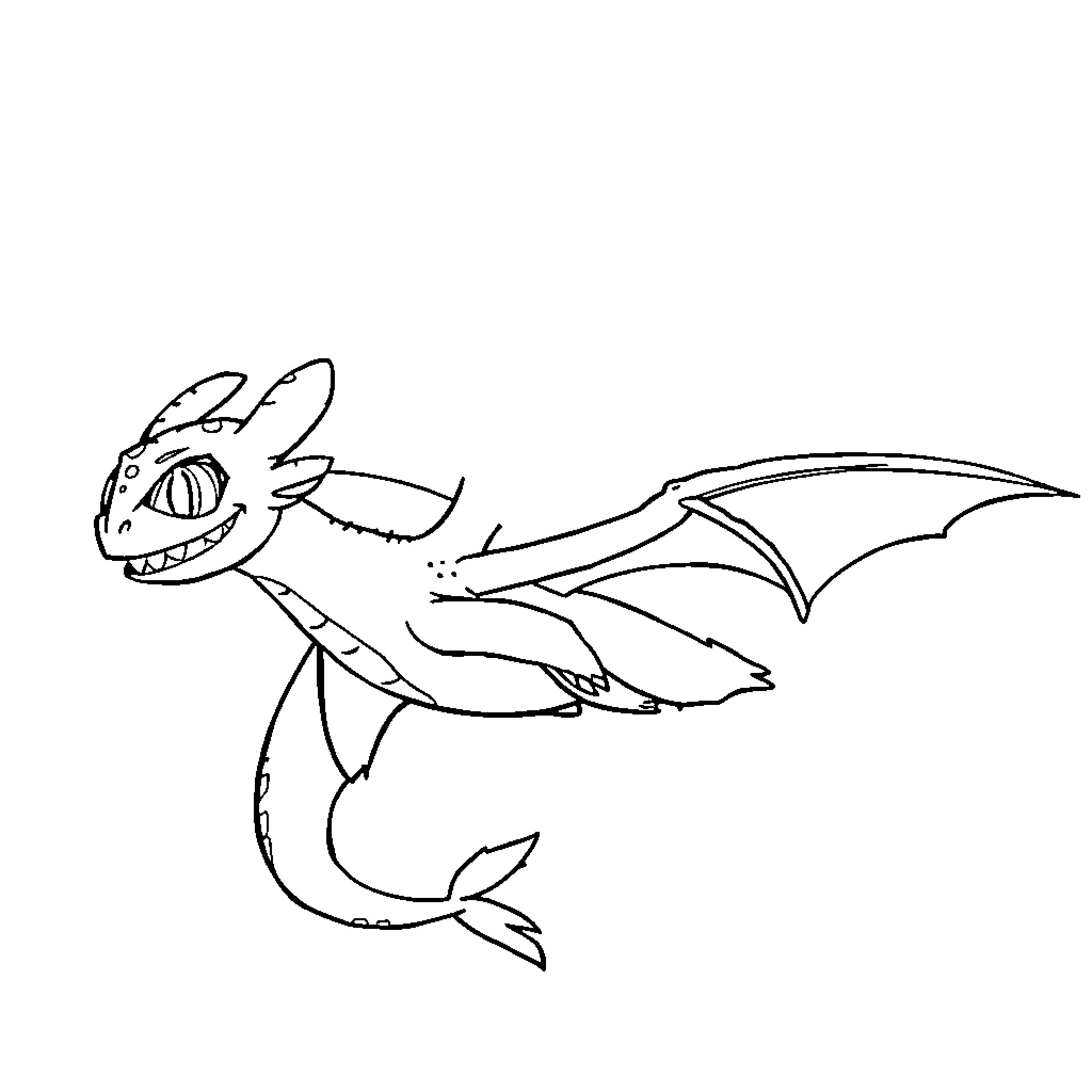 Toothless playfully gliding through the skies Coloring Page (free black-and-white line drawing printable PDF for all, from beginners to advanced learners, including children, teens, adults, and seniors)