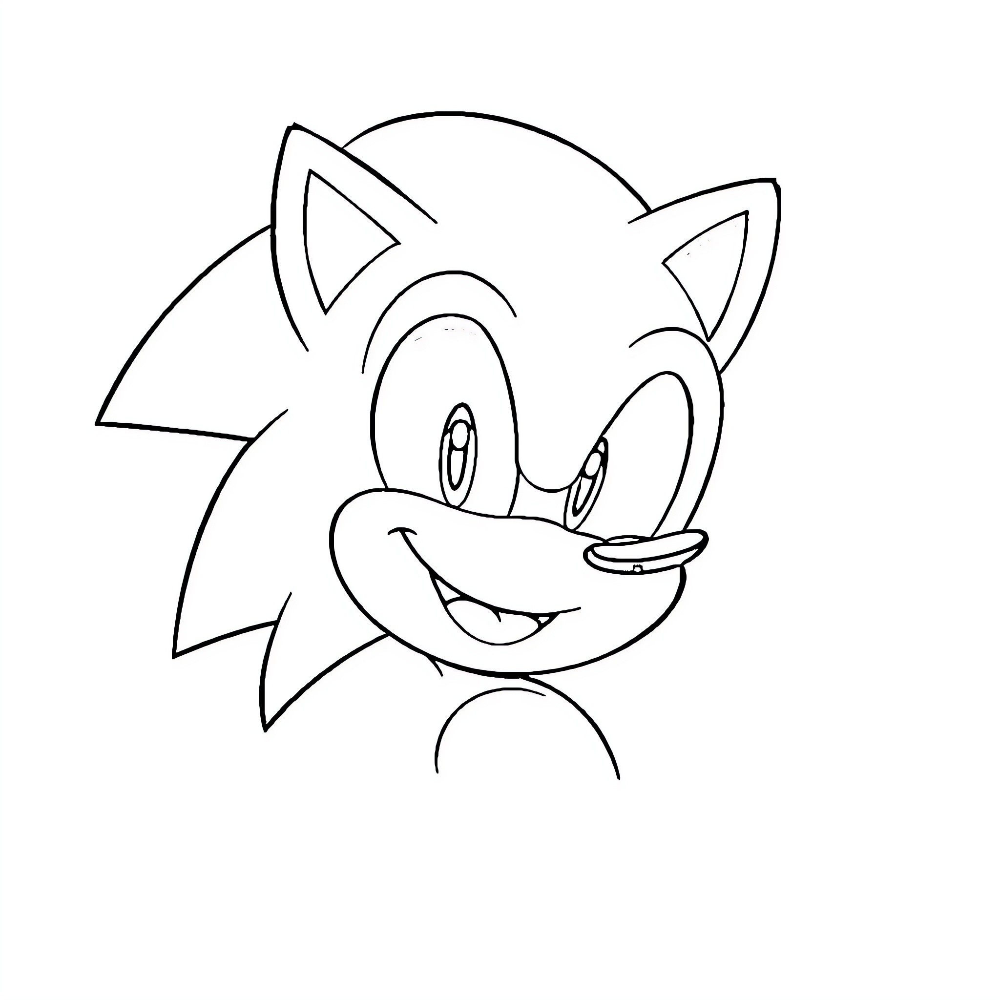 Sonic the Hedgehog's Playful Expression Coloring Page (free black-and-white line drawing printable PDF for all, from beginners to advanced learners, including children, teens, adults, and seniors)