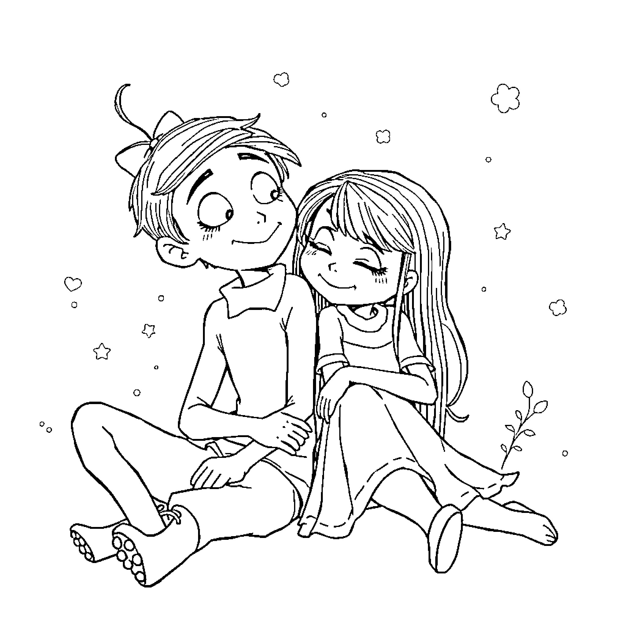 Coraline's Whimsical Adventure with a Companion Coloring Page (free black-and-white line drawing printable PDF for all, from beginners to advanced learners, including children, teens, adults, and seniors)