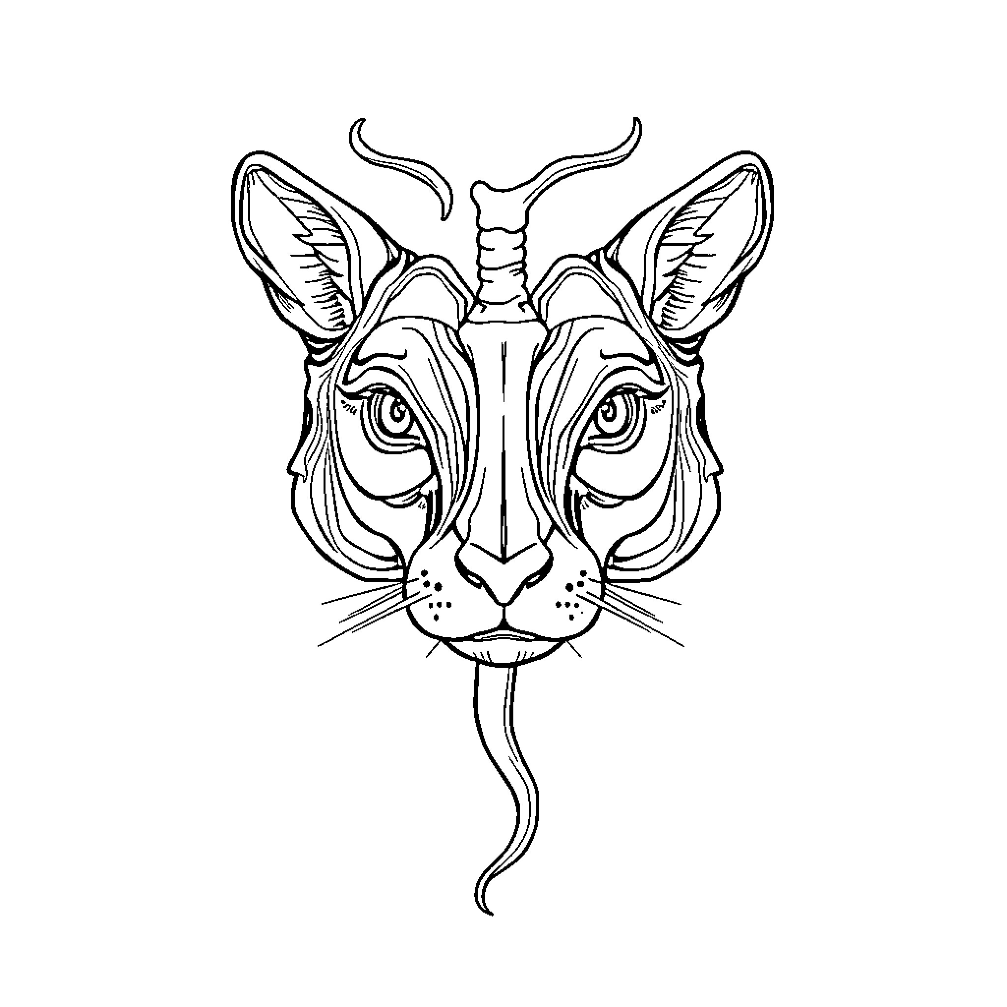 Animal Anatomy of a Mystical Creature Coloring Page (free black-and-white line drawing printable PDF for all, from beginners to advanced learners, including children, teens, adults, and seniors)