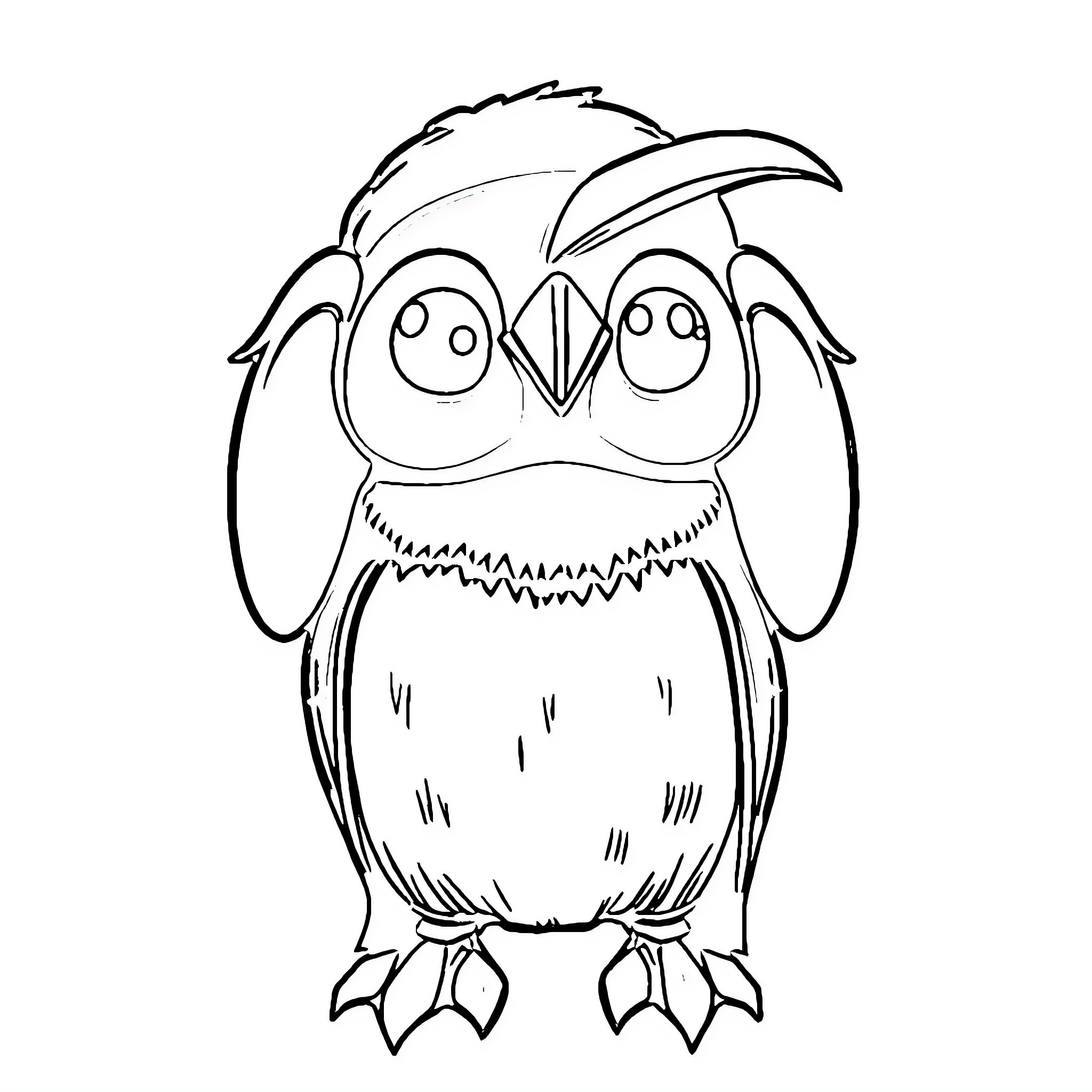 Penguin with curious expression Coloring Page (free black-and-white line drawing printable PDF for all, from beginners to advanced learners, including children, teens, adults, and seniors)