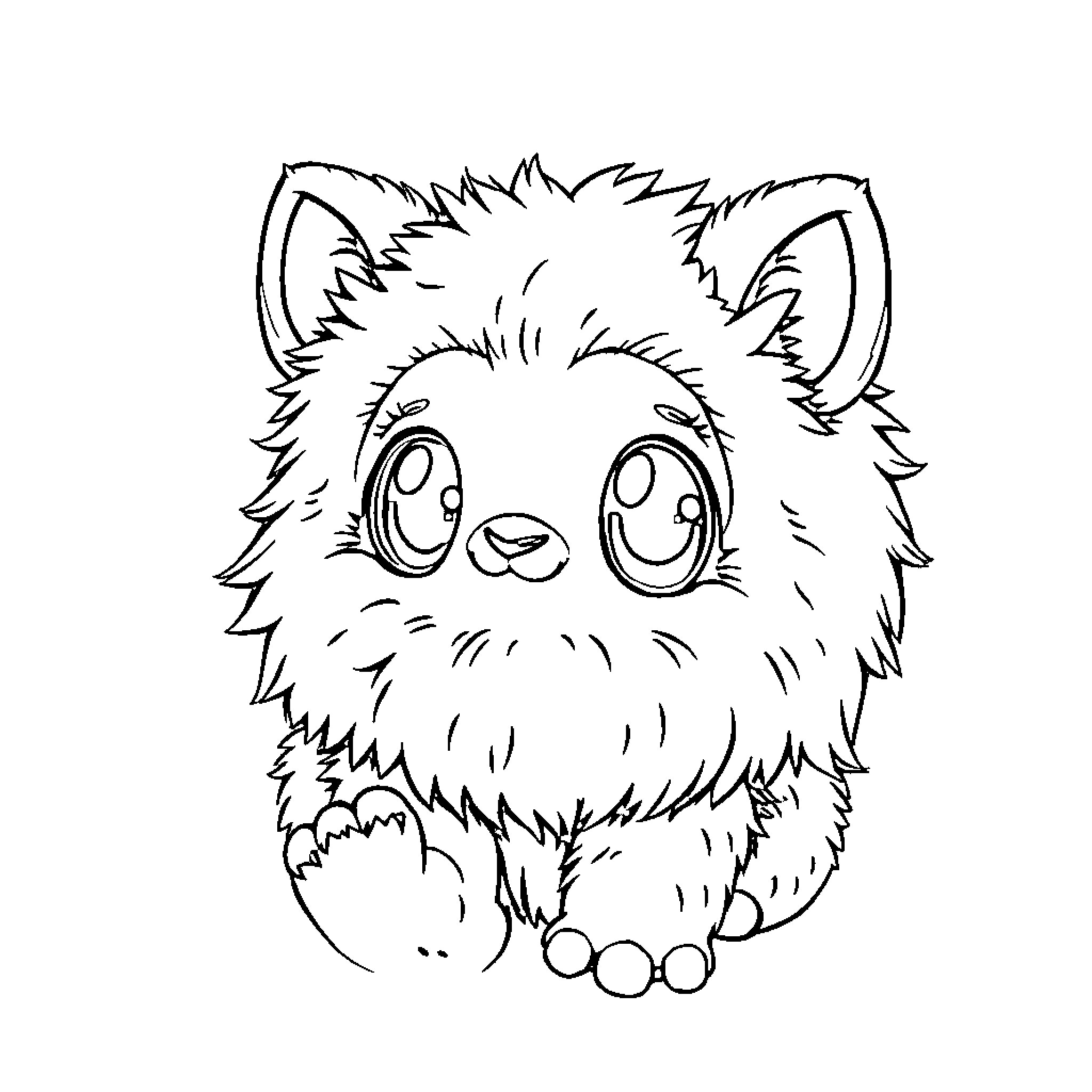 Labubu's adorable fluffy expression Coloring Page (free black-and-white line drawing printable PDF for all, from beginners to advanced learners, including children, teens, adults, and seniors)