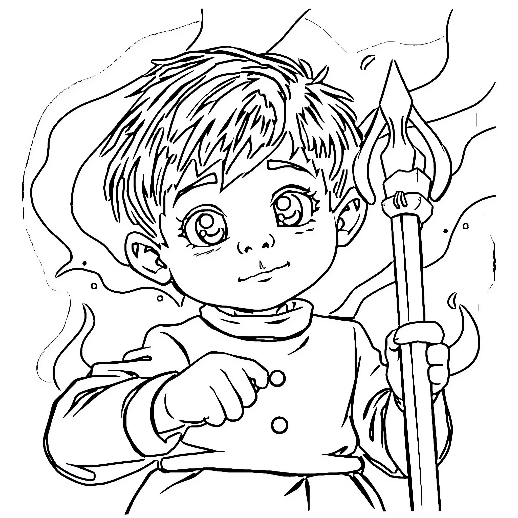 Niño exploring the unknown with curiosity Coloring Page (free black-and-white line drawing printable PDF for all, from beginners to advanced learners, including children, teens, adults, and seniors)