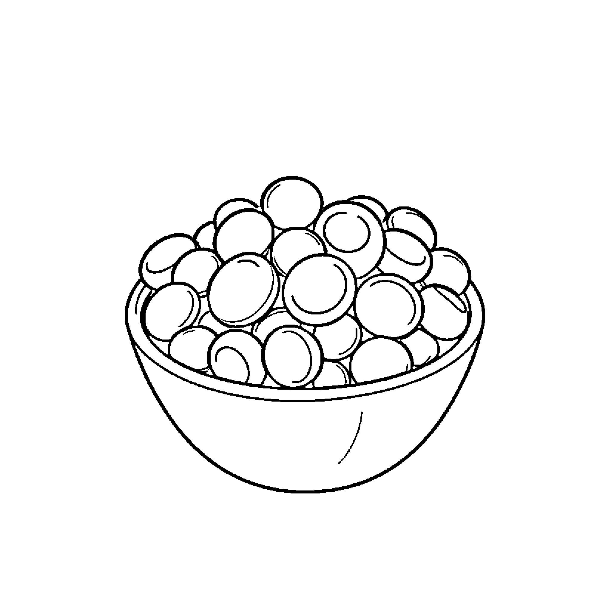 Reese's Pieces in a bowl Coloring Page (free black-and-white line drawing printable PDF for all, from beginners to advanced learners, including children, teens, adults, and seniors)