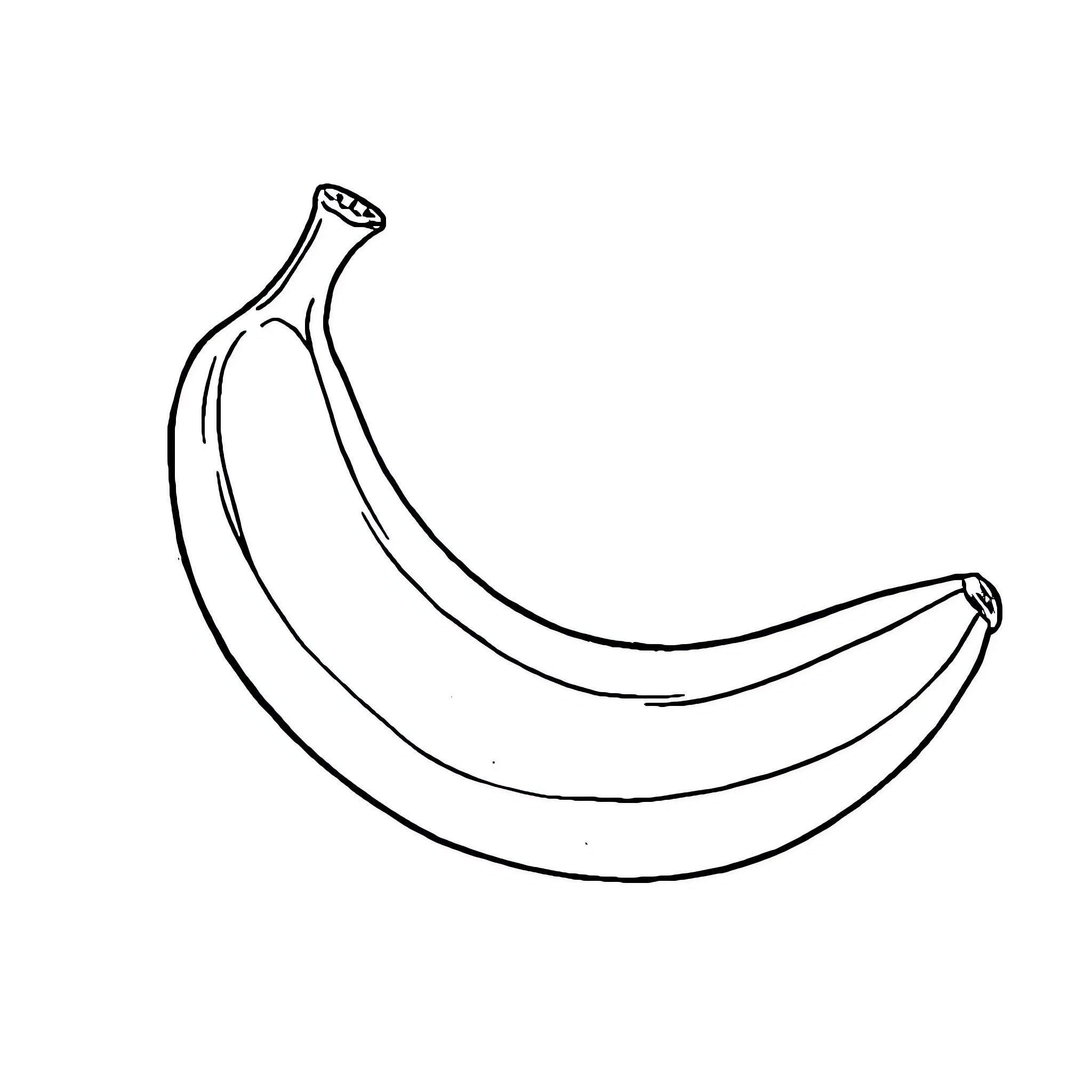 Banana in simple line art Coloring Page (free black-and-white line drawing printable PDF for all, from beginners to advanced learners, including children, teens, adults, and seniors)