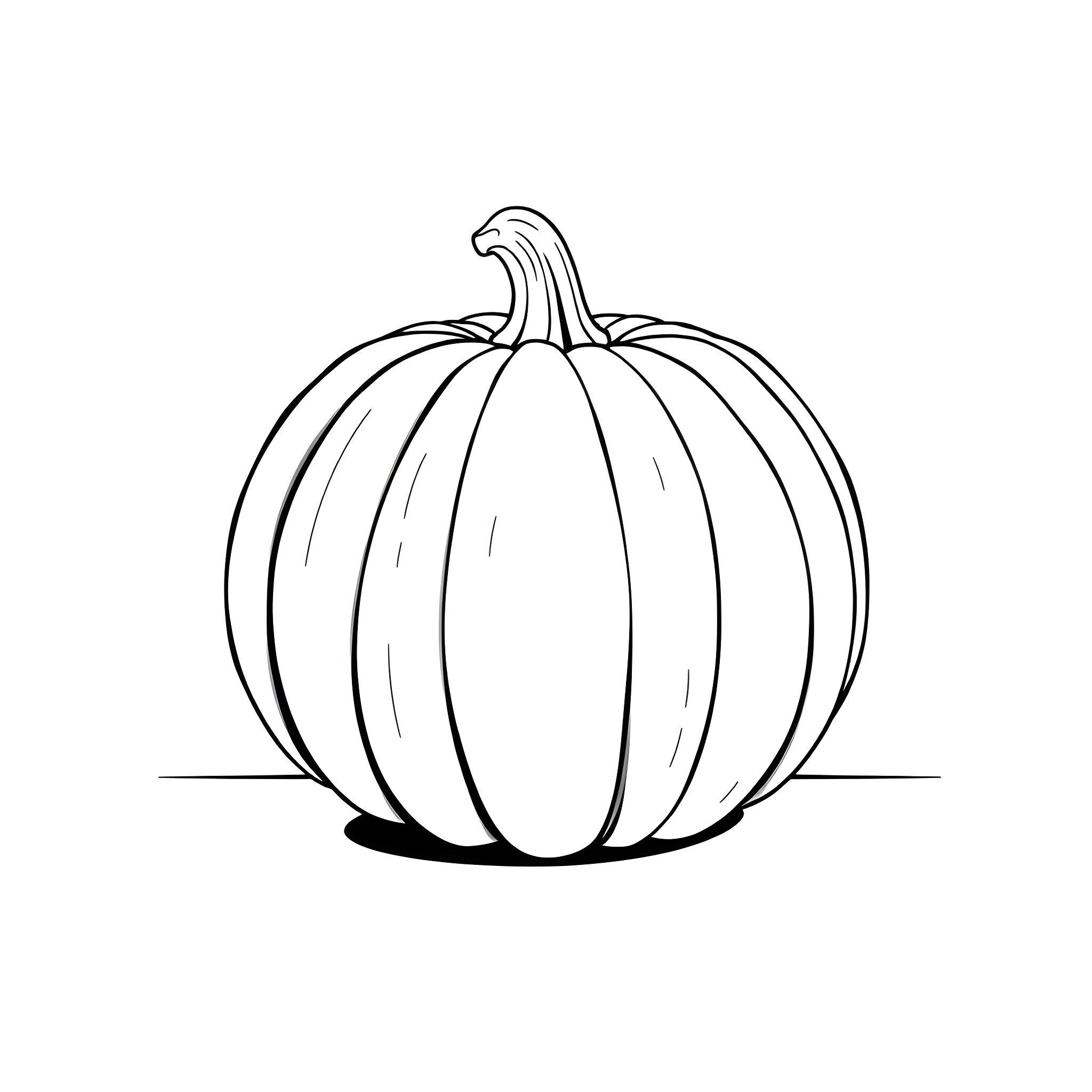 Pumpkin on a plain background Coloring Page (free black-and-white line drawing printable PDF for all, from beginners to advanced learners, including children, teens, adults, and seniors)