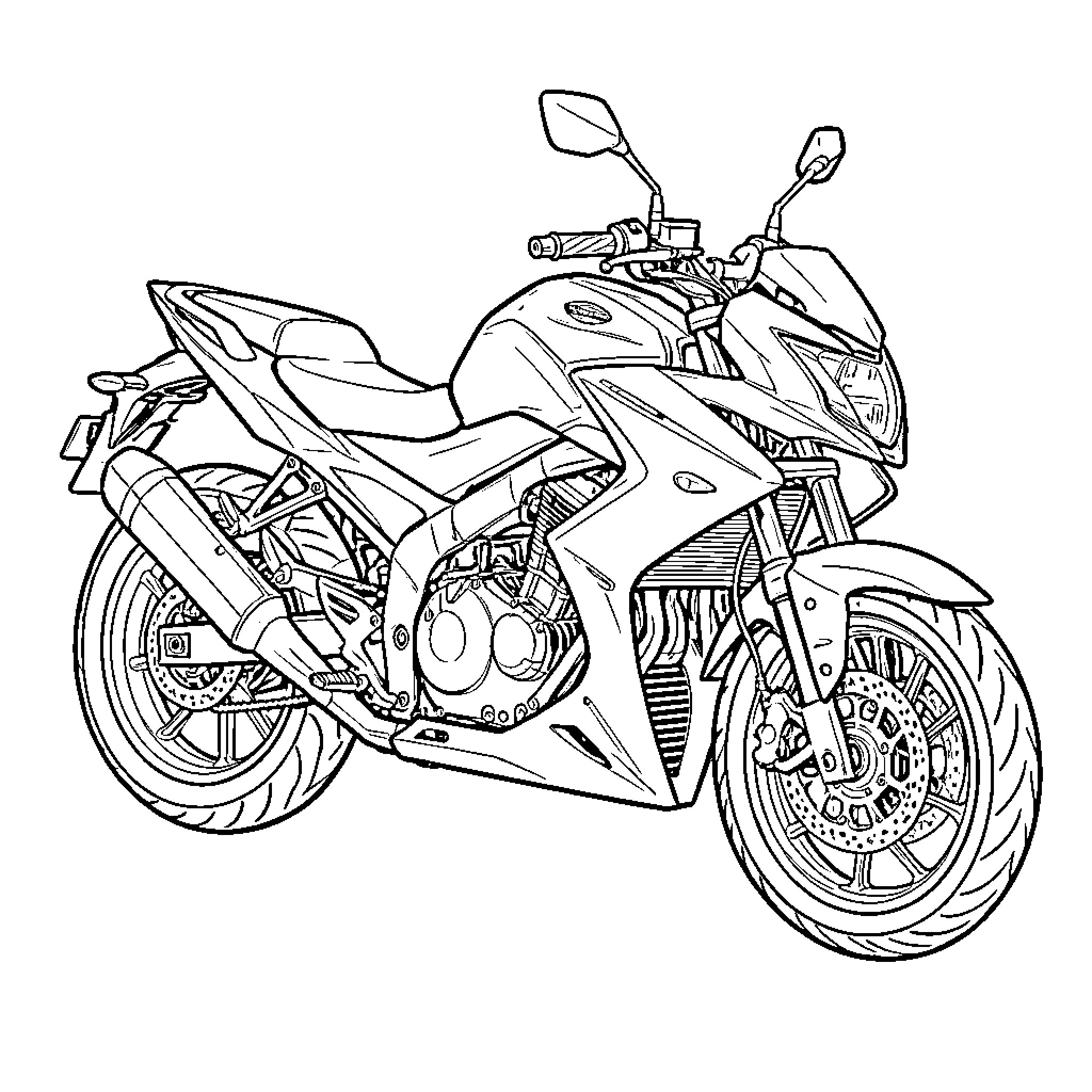 Bike parked stationary on a plain background Coloring Page (free black-and-white line drawing printable PDF for all, from beginners to advanced learners, including children, teens, adults, and seniors)