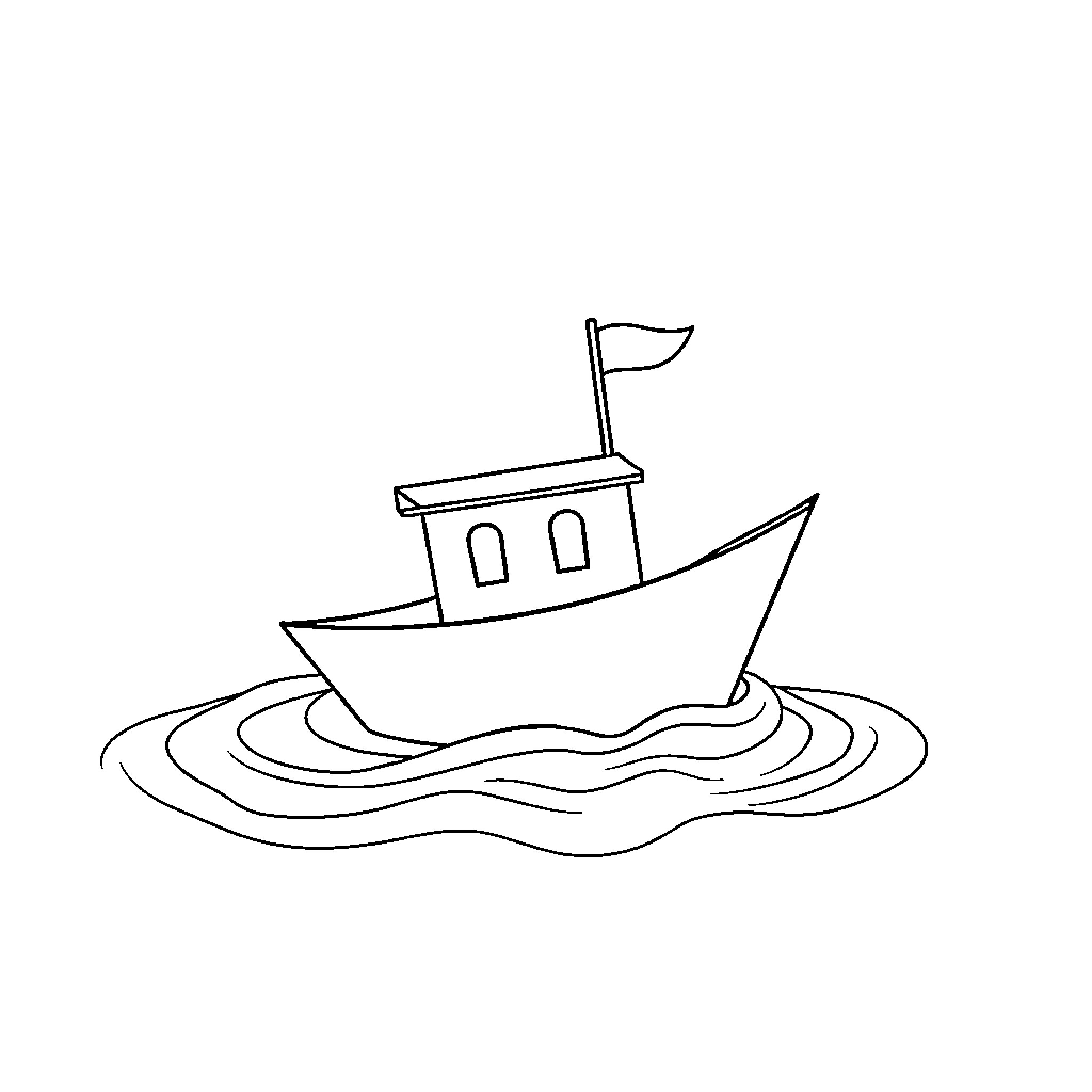 Paper Boat Sailing on the Waves Coloring Page (free black-and-white line drawing printable PDF for all, from beginners to advanced learners, including children, teens, adults, and seniors)