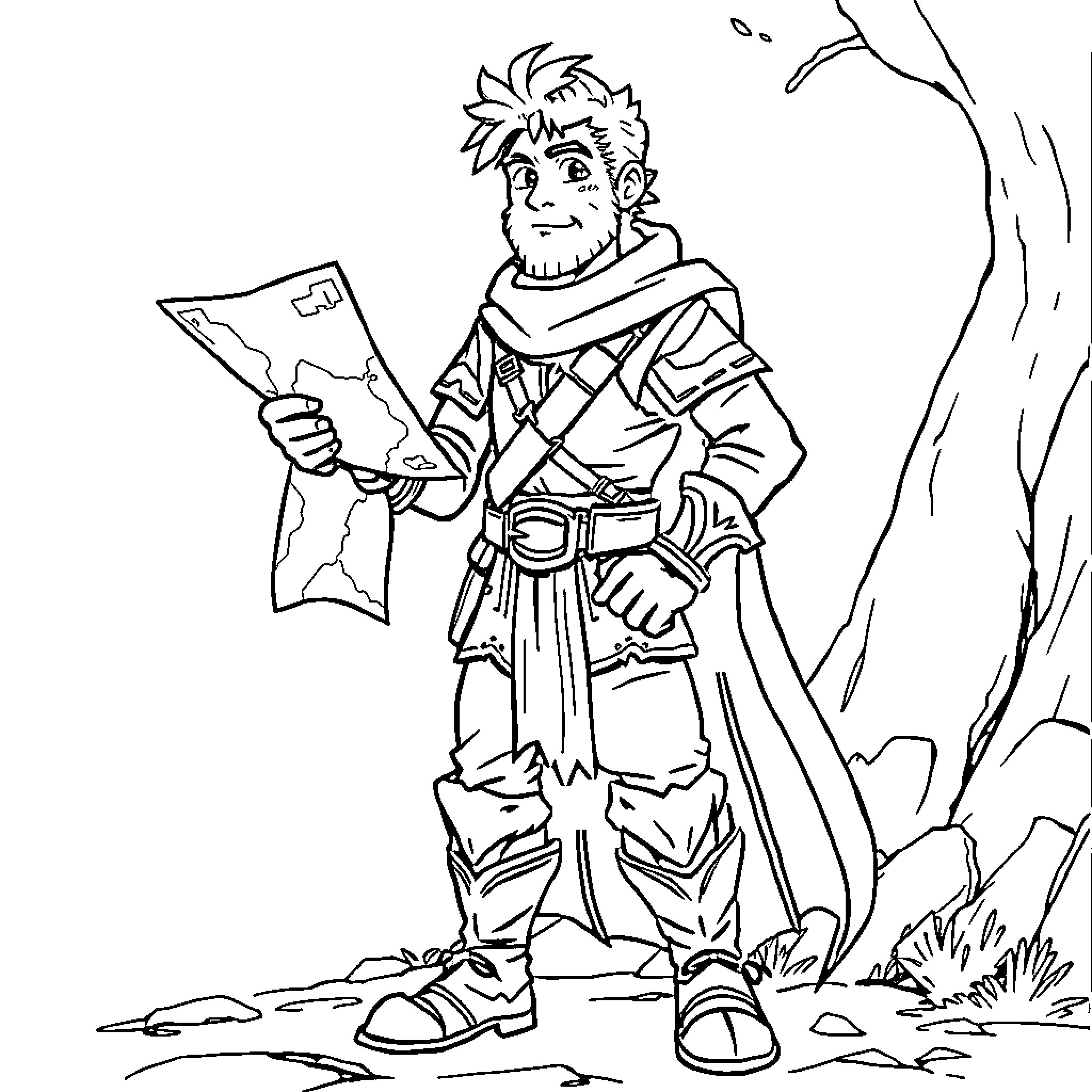 Lysander's Adventures in the Wild Outdoors Coloring Page (free black-and-white line drawing printable PDF for all, from beginners to advanced learners, including children, teens, adults, and seniors)