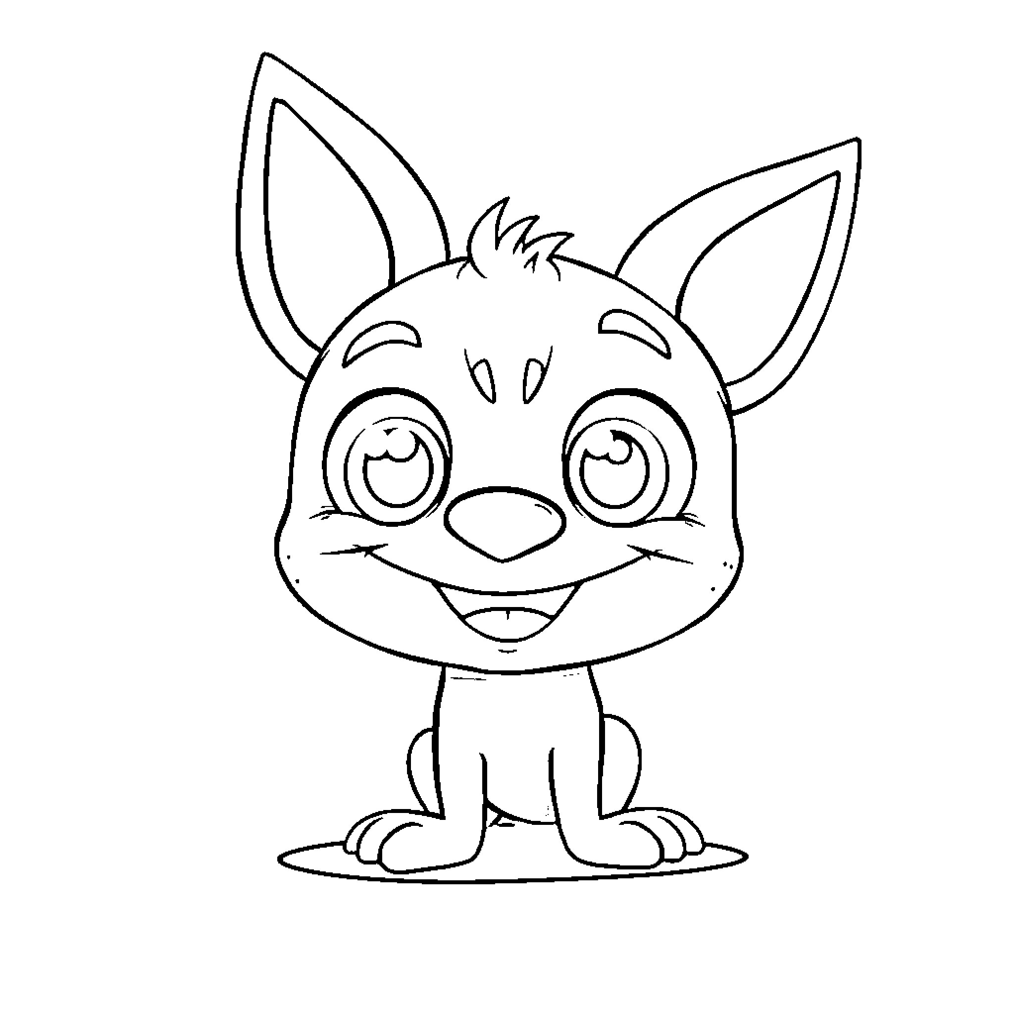 Spirited Cartoon Puppy Coloring Page (free black-and-white line drawing printable PDF for all, from beginners to advanced learners, including children, teens, adults, and seniors)