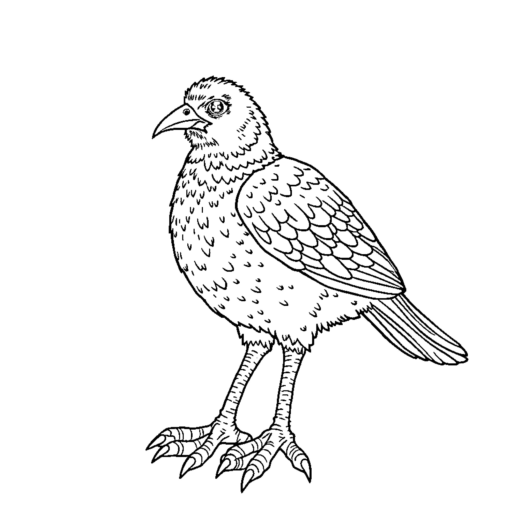 Ptarmigan standing alert and vigilant Coloring Page (free black-and-white line drawing printable PDF for all, from beginners to advanced learners, including children, teens, adults, and seniors)